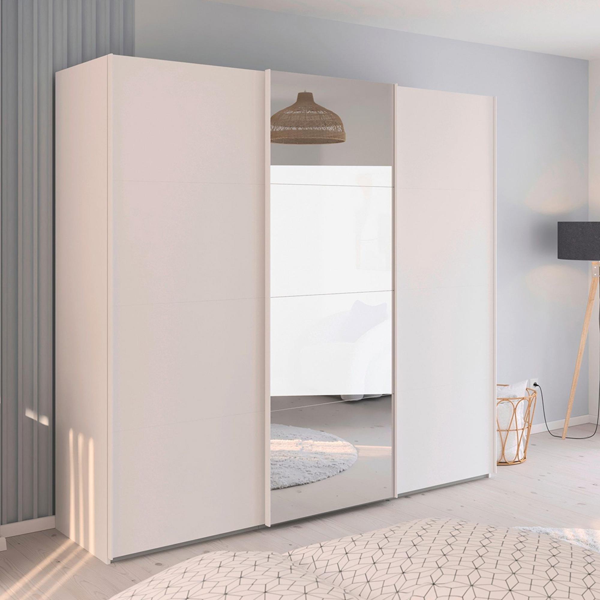 Rauch Evelyn 242cm 3 Door Sliding Wardrobe with Mirror - Alpine White