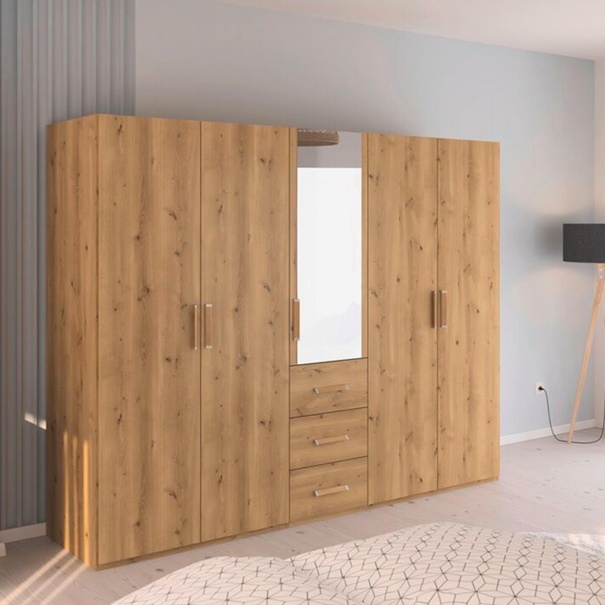 Rauch Evelyn 251cm 5 Door Combi Wardrobe - H 197cm - Wild Oak