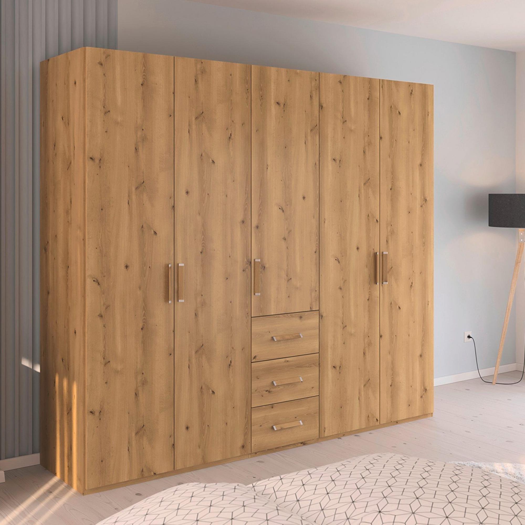 Rauch Evelyn 251cm 5 Door Wardrobe with Drawer - H 223cm - Wild Oak