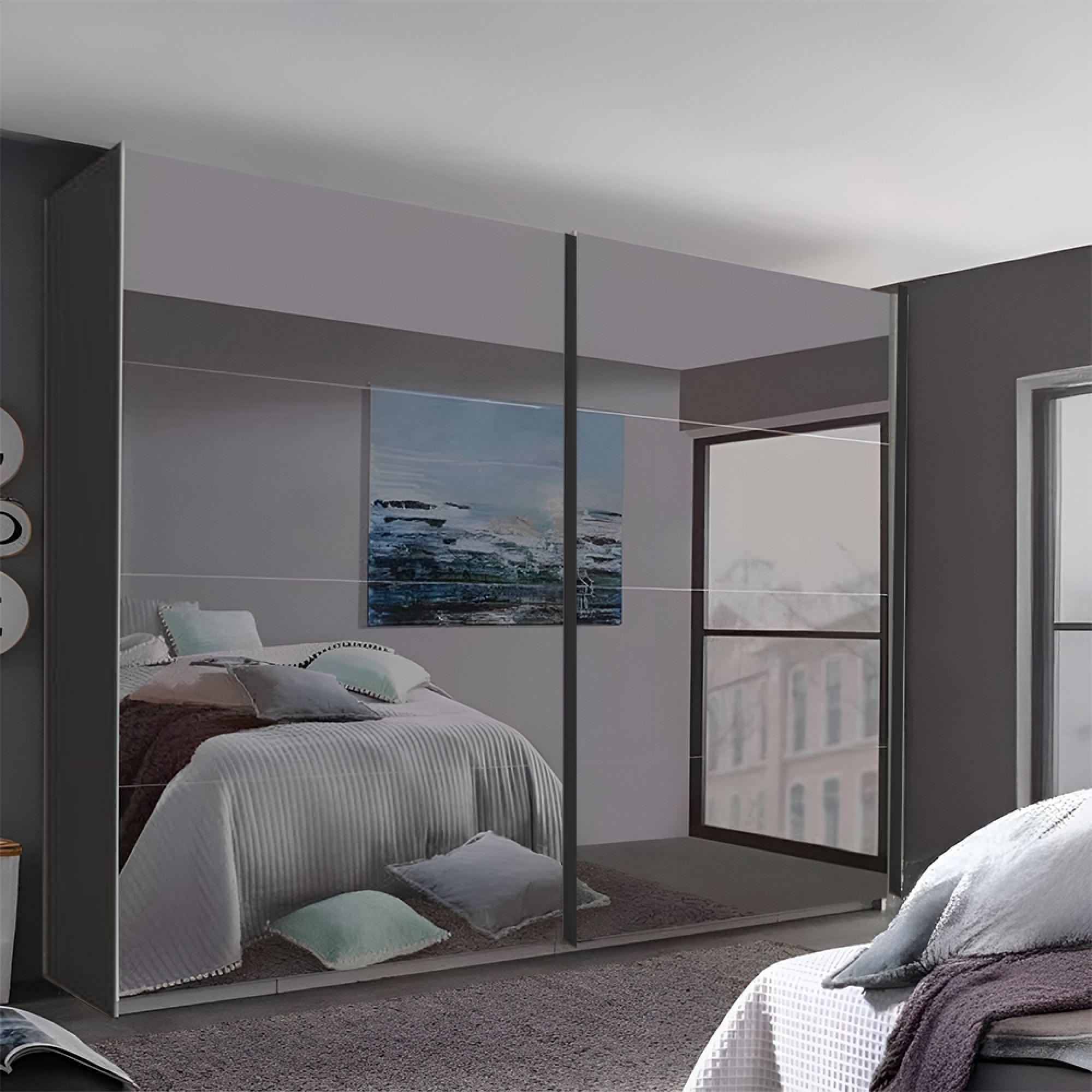 Rauch Filo 226cm 2 Door Mirrored Sliding Wardrobe - Graphite