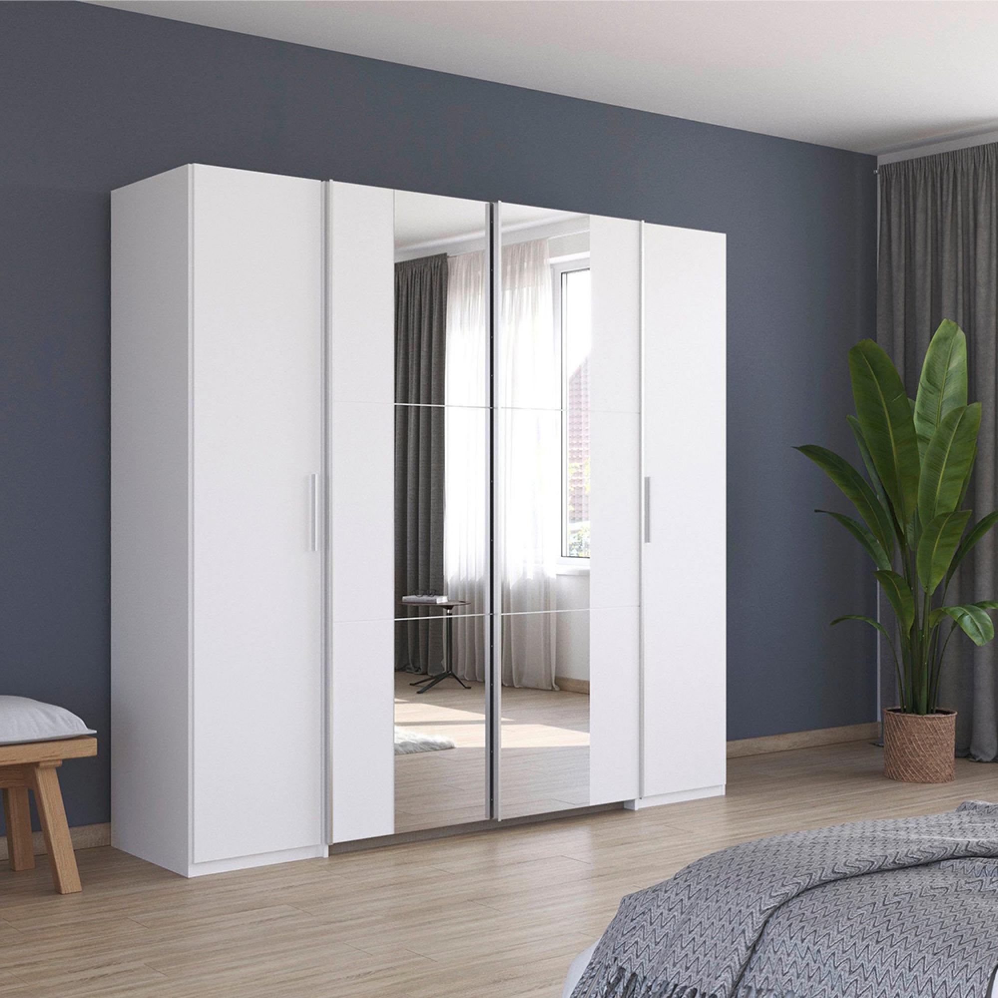 Rauch Kronach 225cm 4 Door Wardrobe with Mirror - Alpine White