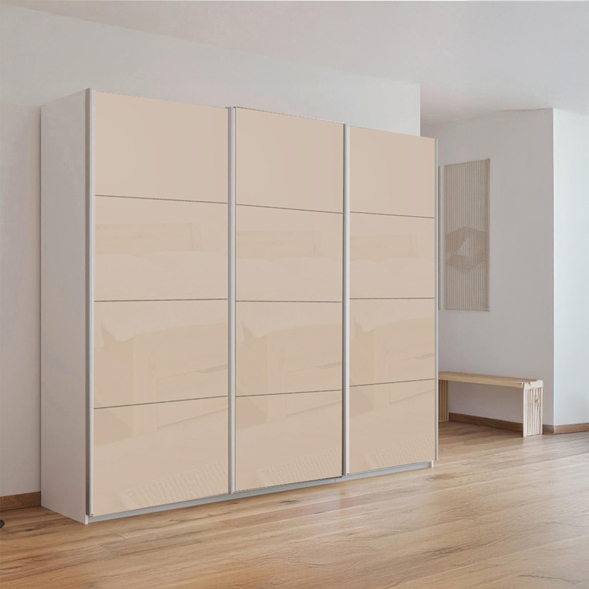 Rauch Kulmbach 203cm 3 Door Sliding Wardrobe - Alpine White and Champagne Glass