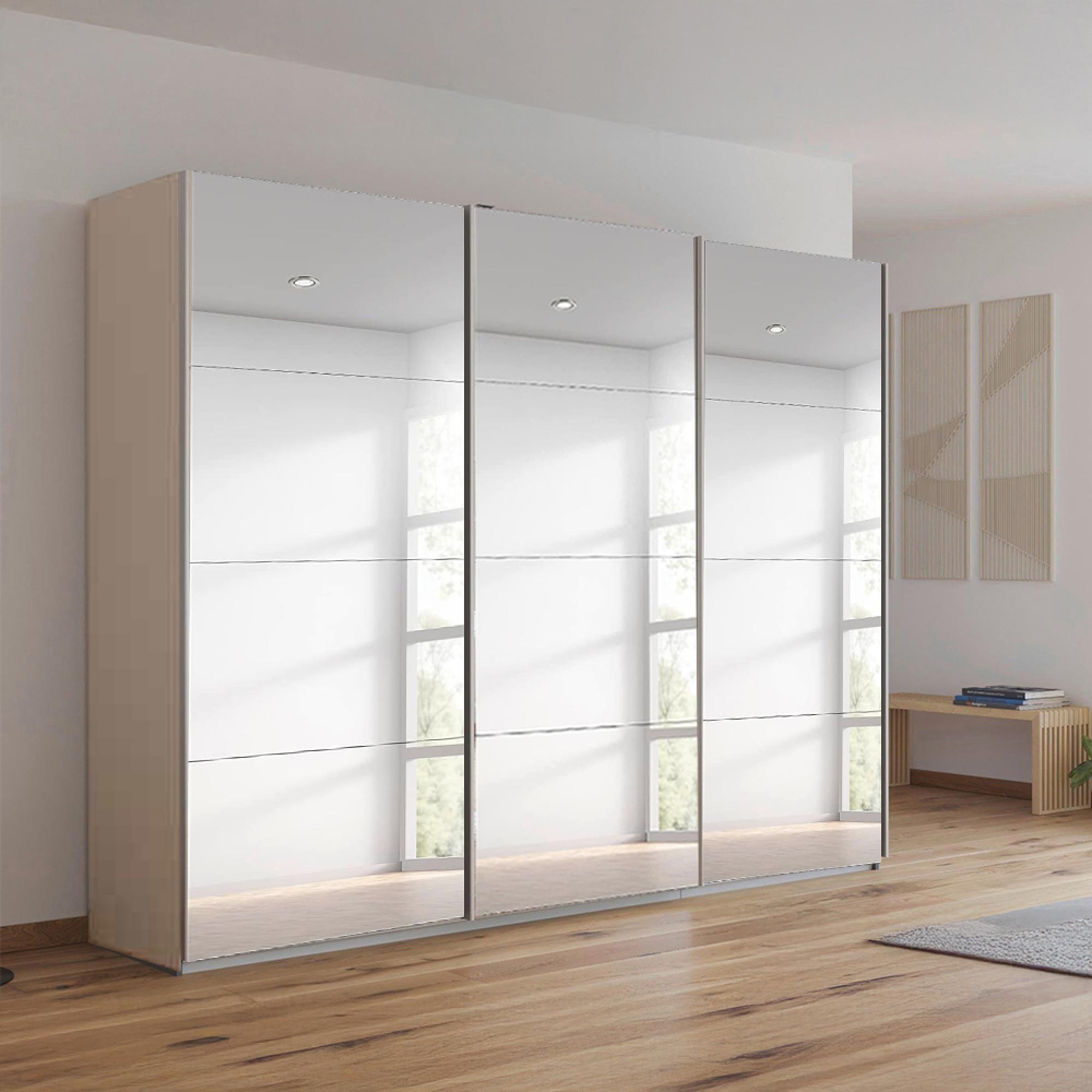 Rauch Kulmbach 271cm 3 Door Mirrored Sliding Wardrobe - Champagne