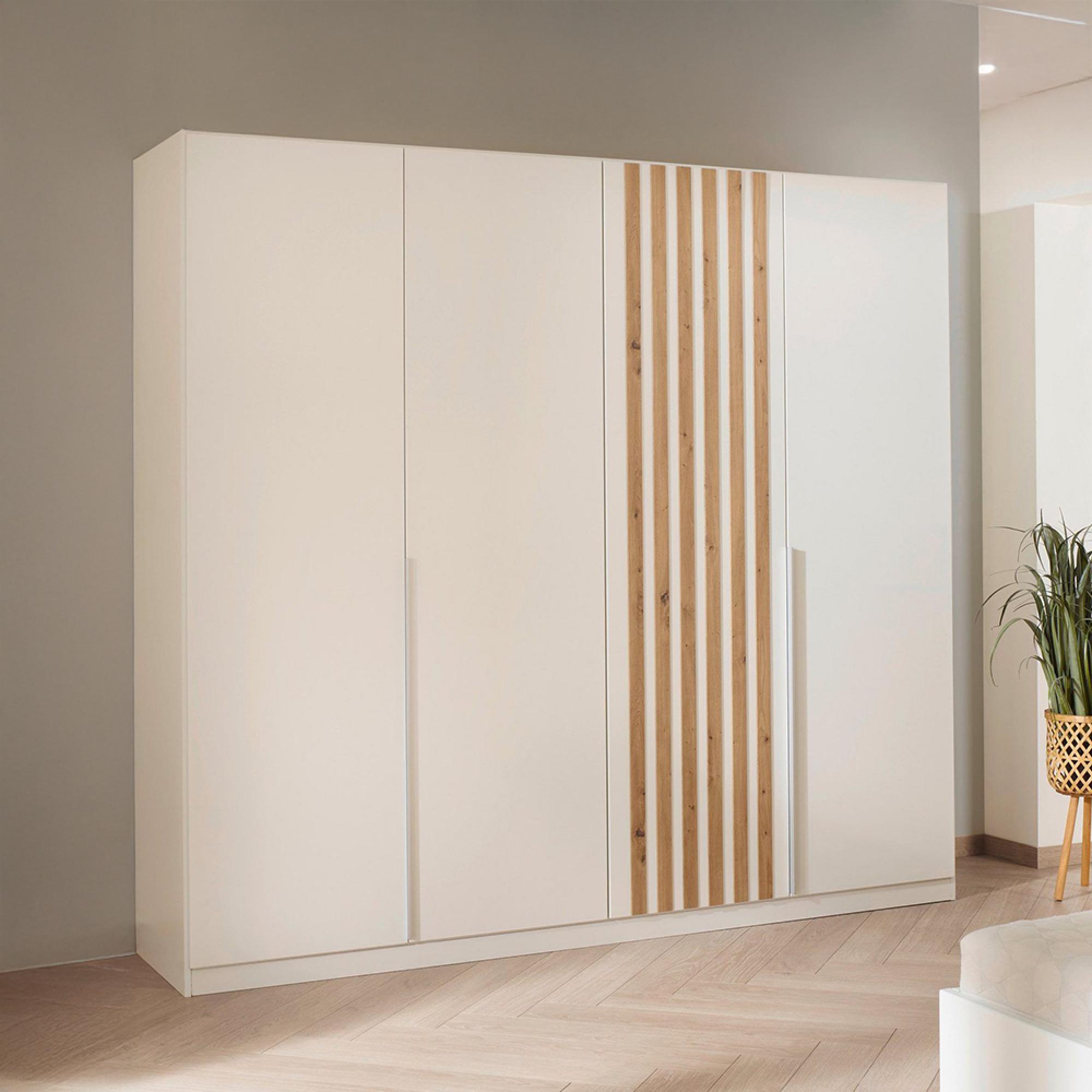 Rauch Lamella 226cm 4 Door Wardrobe - Alpine White and Artisan Oak