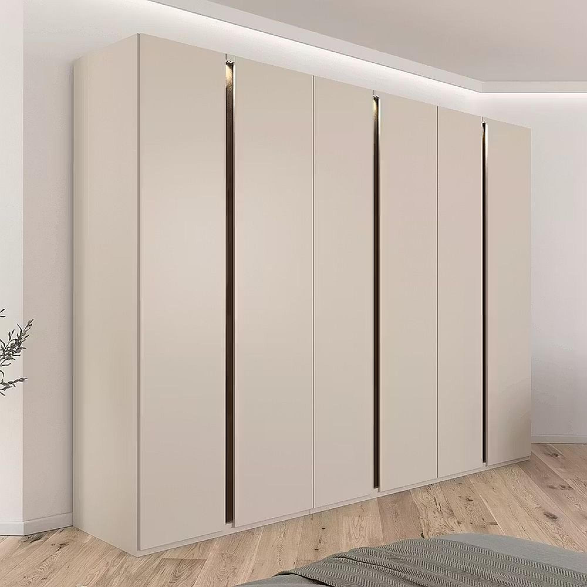 Rauch Luana 301cm 6 Door Wardrobe with Lighting - Champagne and Atlantic Dark Oak