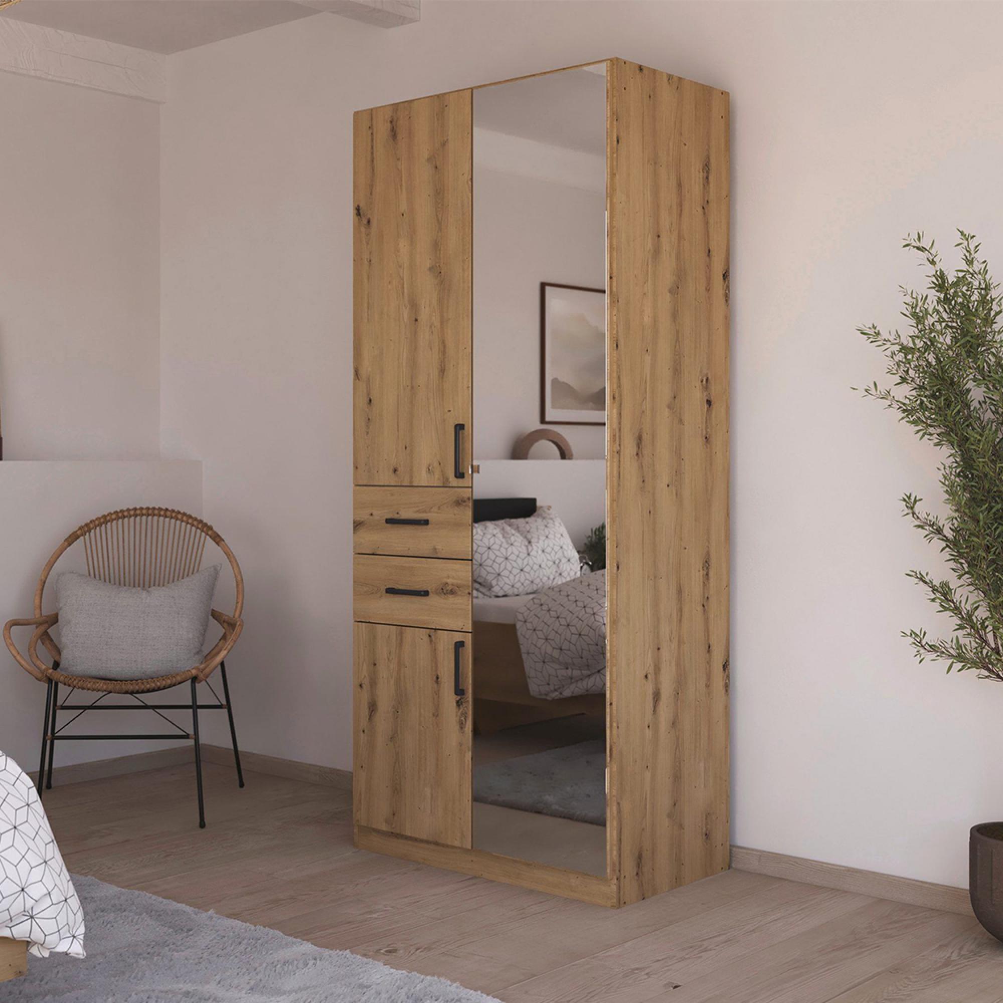 Rauch Maika 91cm 3 Door Combi Wardrobe - H 210cm - Artisan Oak