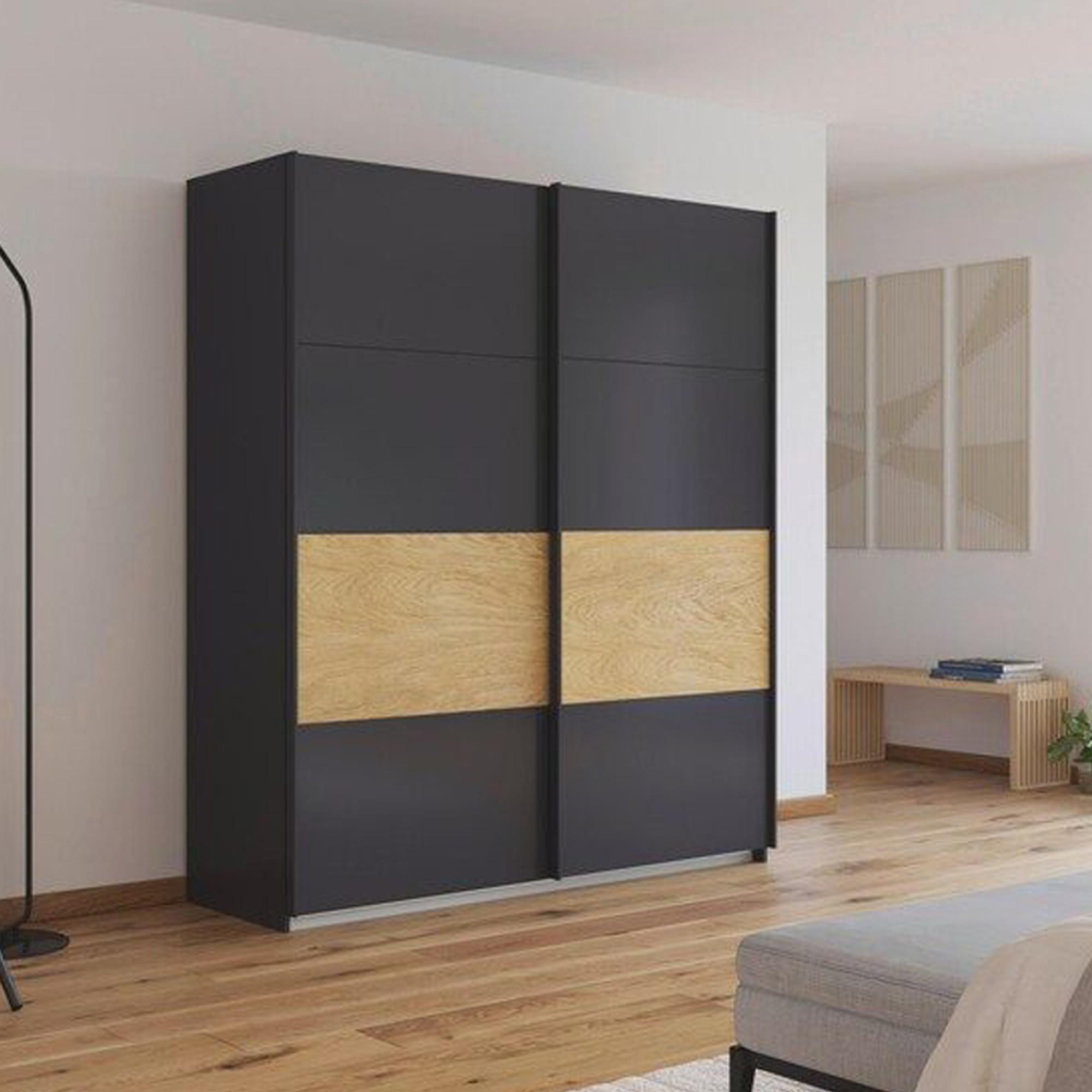 Rauch Malva 181cm 2 Door Sliding Wardrobe - Metallic Dark Grey