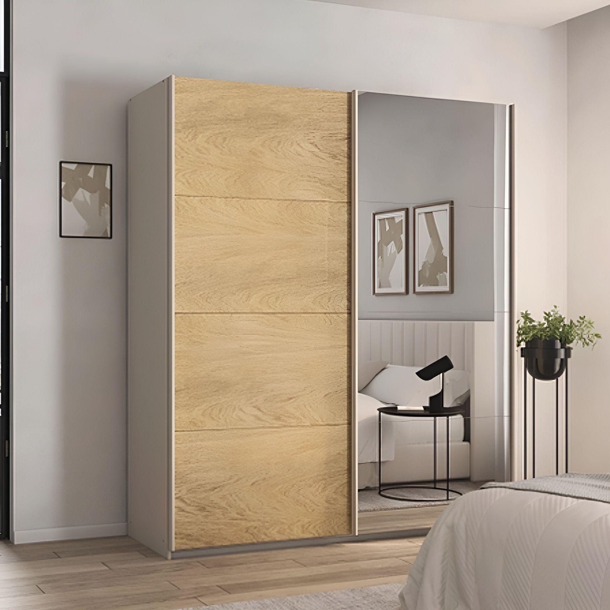 Rauch Malva 181cm 2 Door Sliding Wardrobe with Mirror - Champagne