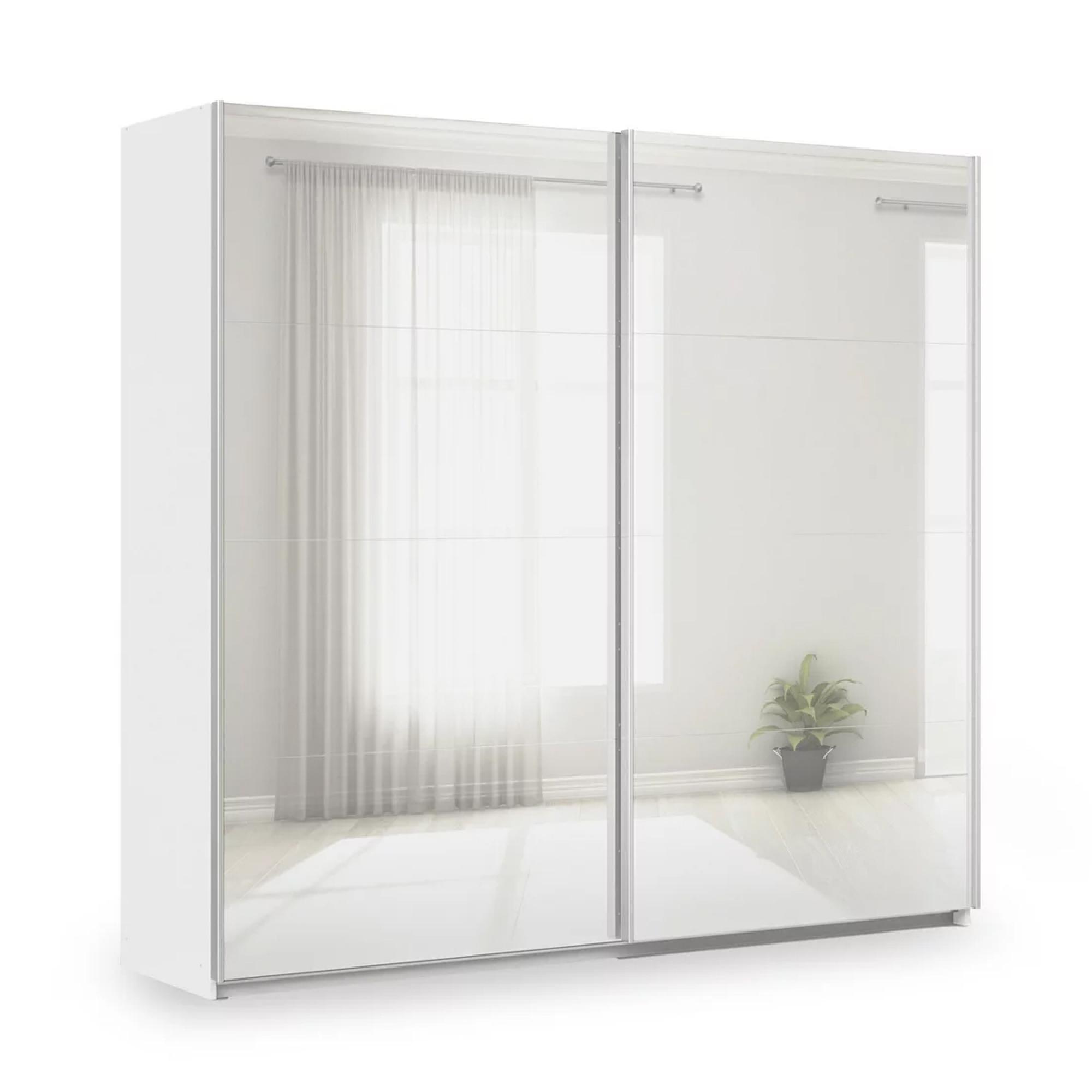 Rauch Miramar Type-3 226cm 2 Door Mirrored Sliding Wardrobe - Alpine White