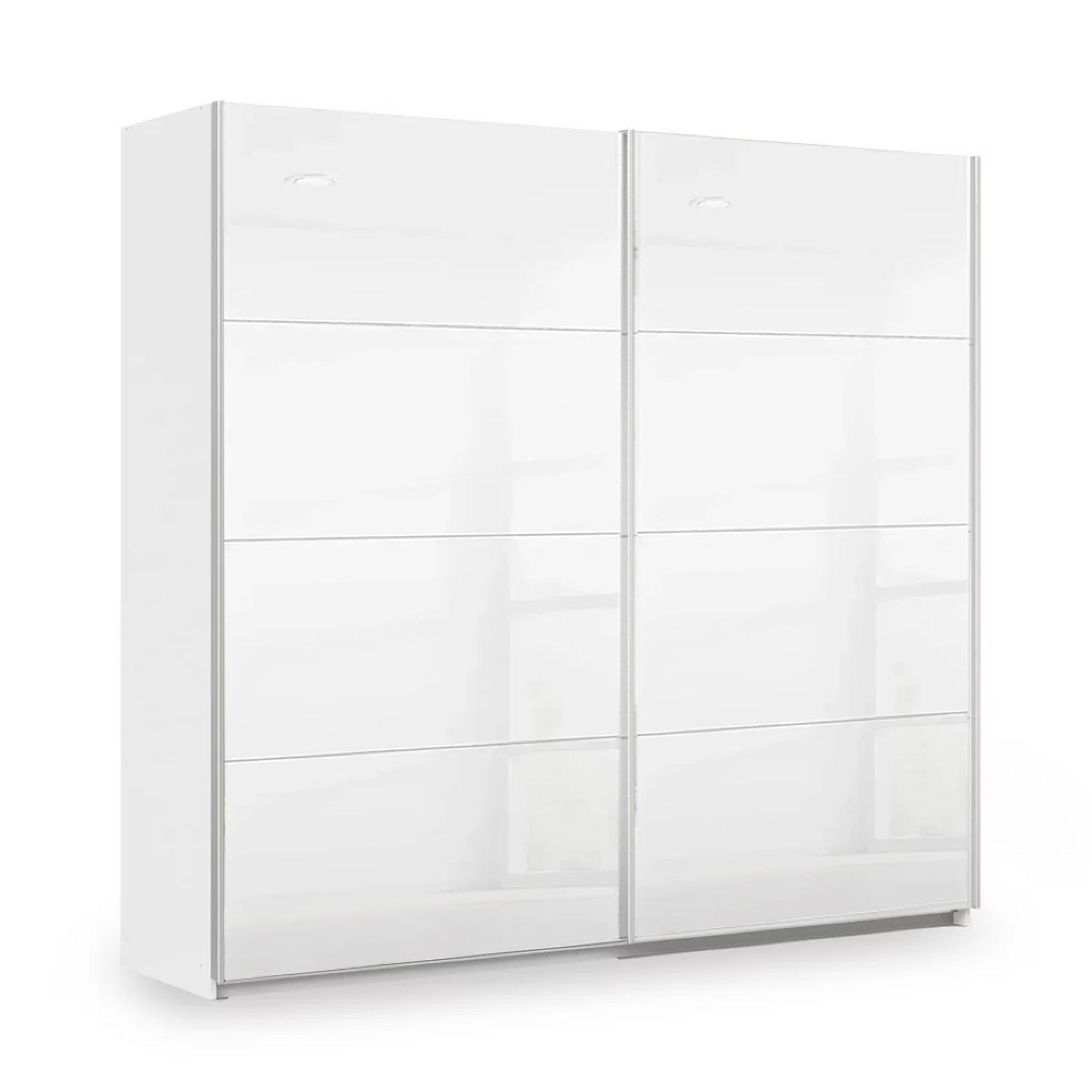 Rauch Miramar Type-3 226cm 2 Door Sliding Wardrobe - Alpine White and Crystal White Glass