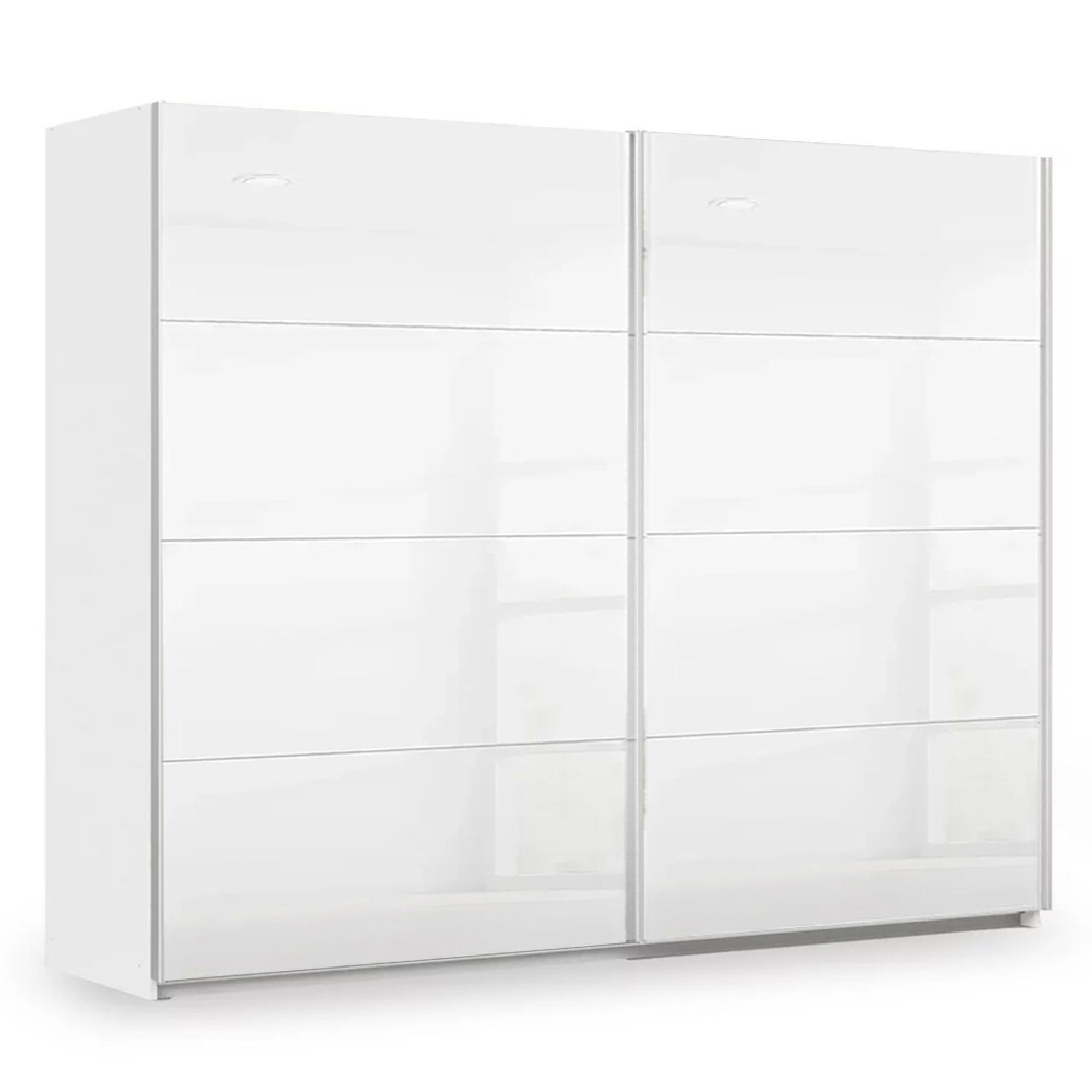 Rauch Miramar Type-3 271cm 2 Door Sliding Wardrobe - Alpine White and Crystal White Glass