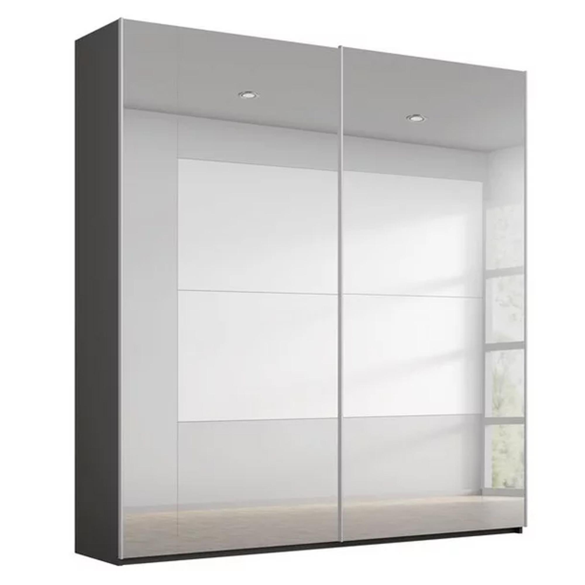Rauch Miramar Type-4 181cm 2 Door Mirrored Sliding Wardrobe - Graphite