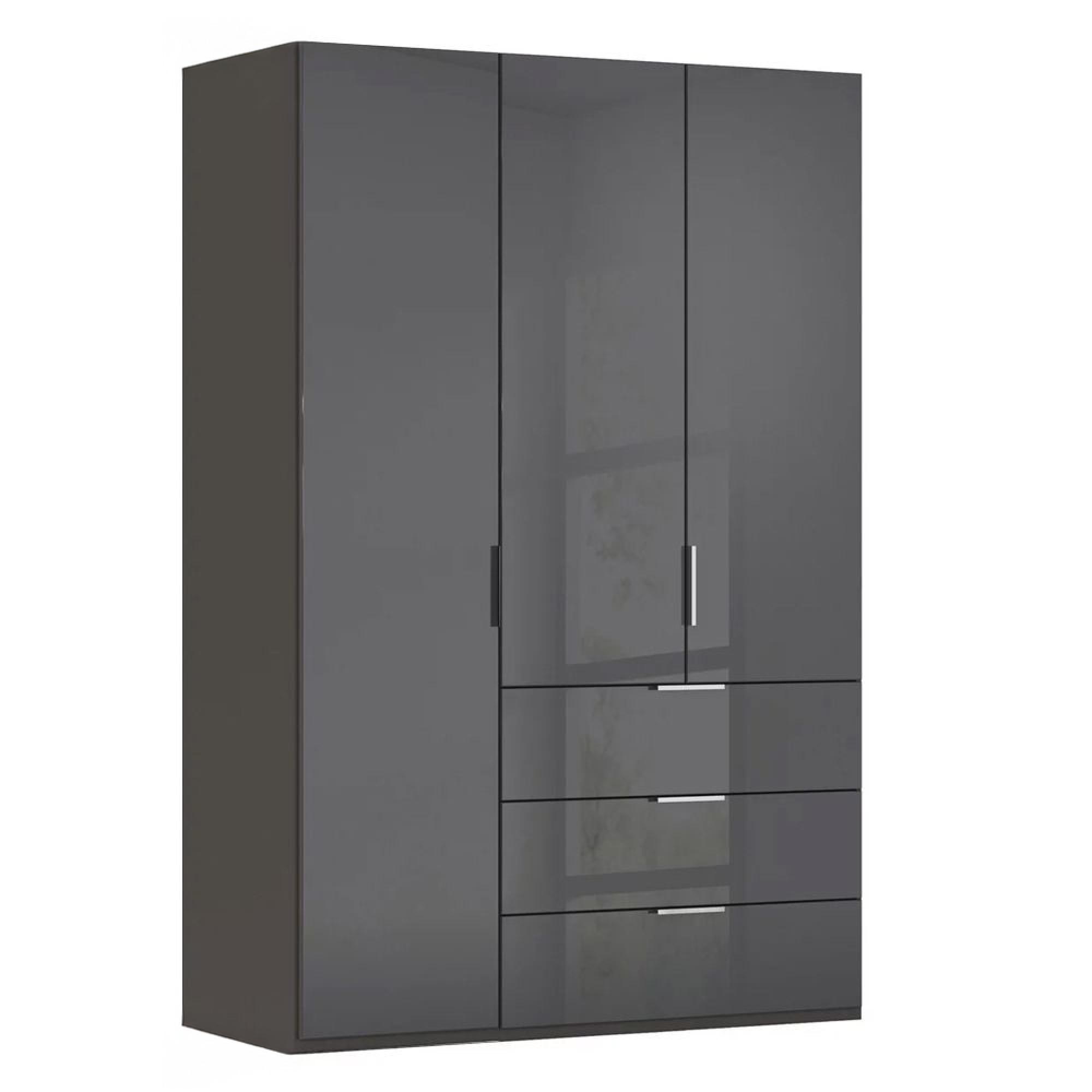 Rauch Miramar Type-5 151cm 3 Door Wardrobe with Drawer - Graphite and Basalt Glass