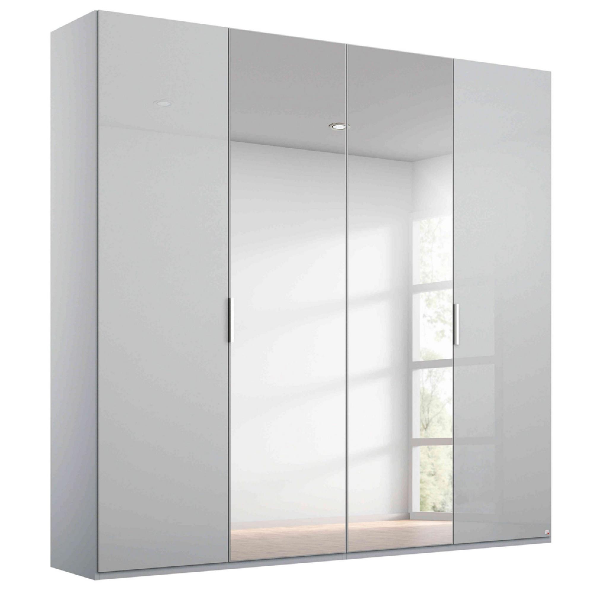 Rauch Miramar Type-5 201cm 4 Door Wardrobe with Mirror - Silk Grey and Silk Grey Glass