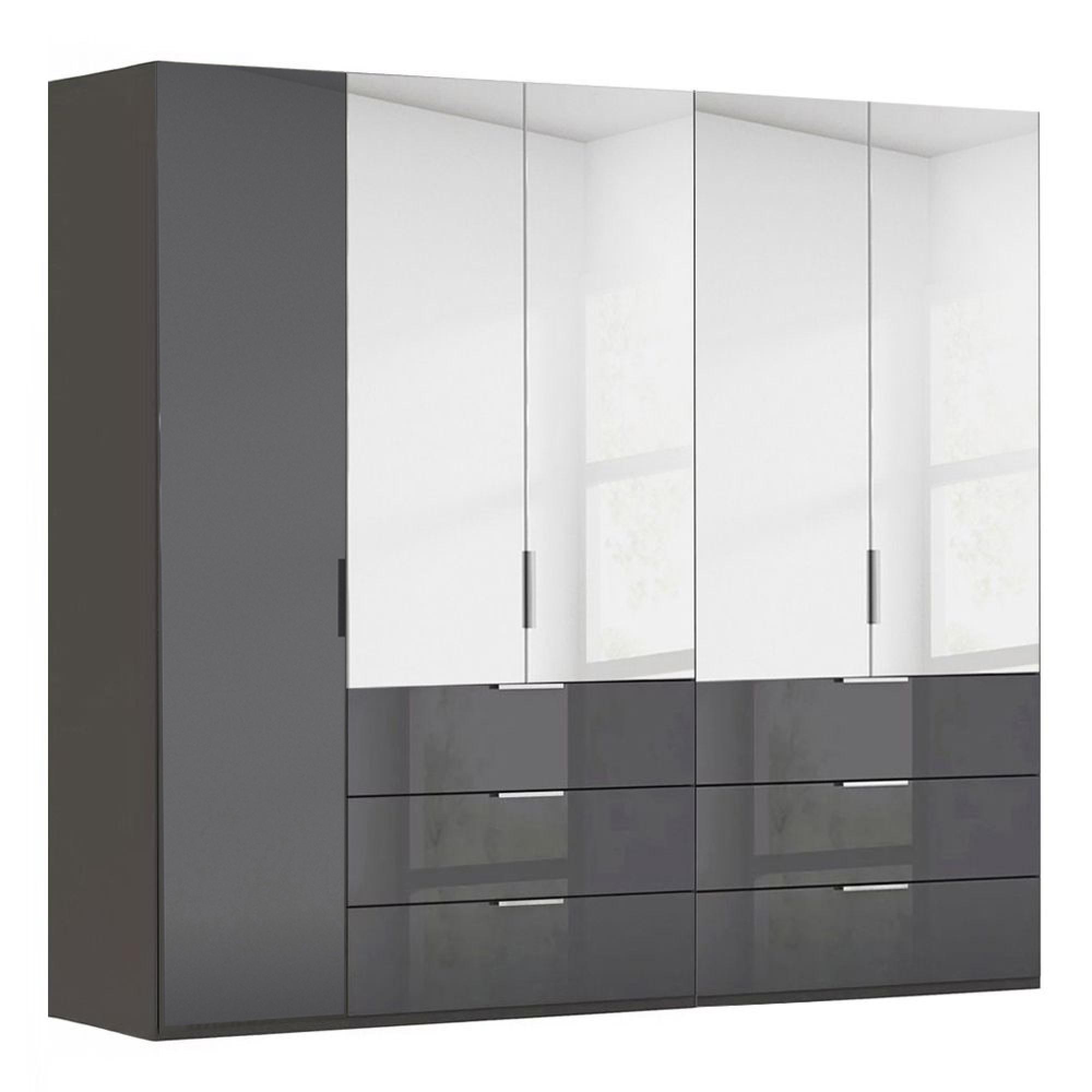 Rauch Miramar Type-5 251cm 5 Door Combi Wardrobe - Graphite and Basalt Glass