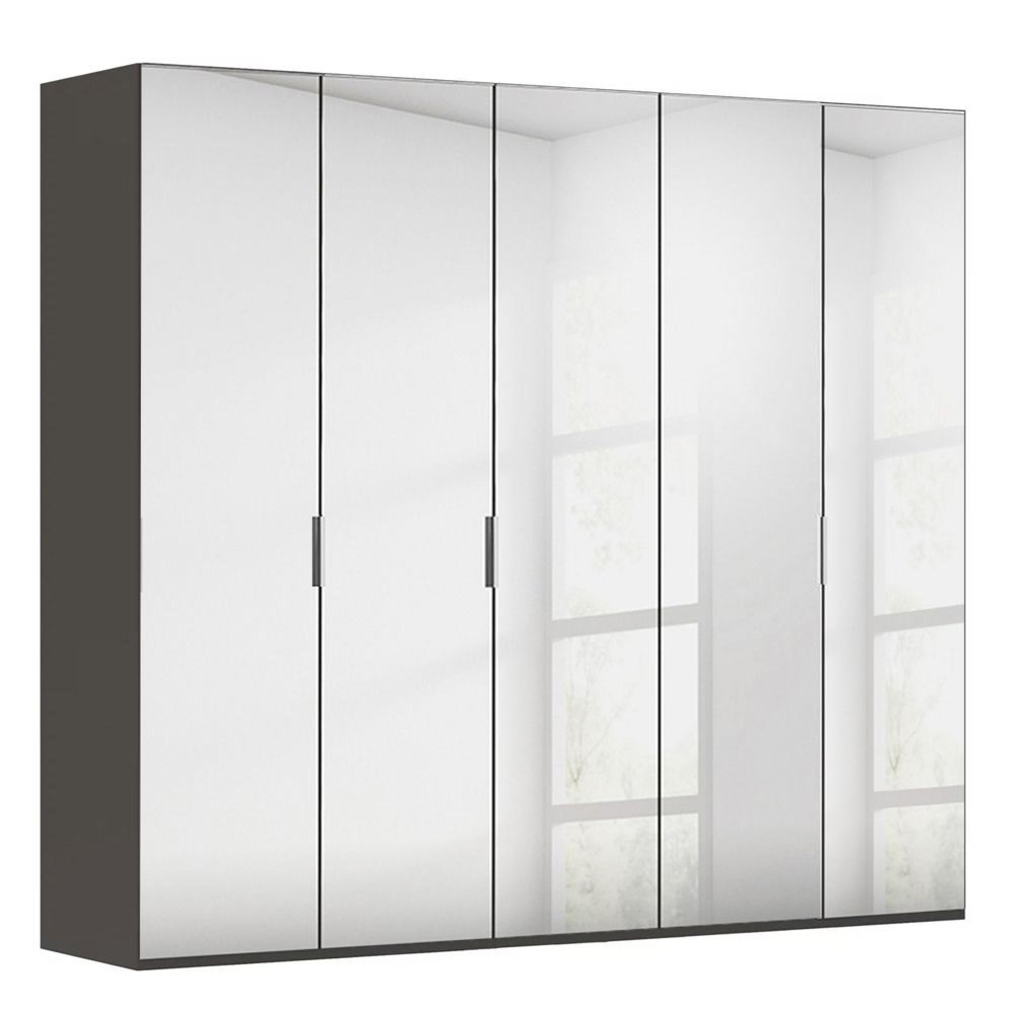 Rauch Miramar Type-5 251cm 5 Door Mirrored Wardrobe - Graphite