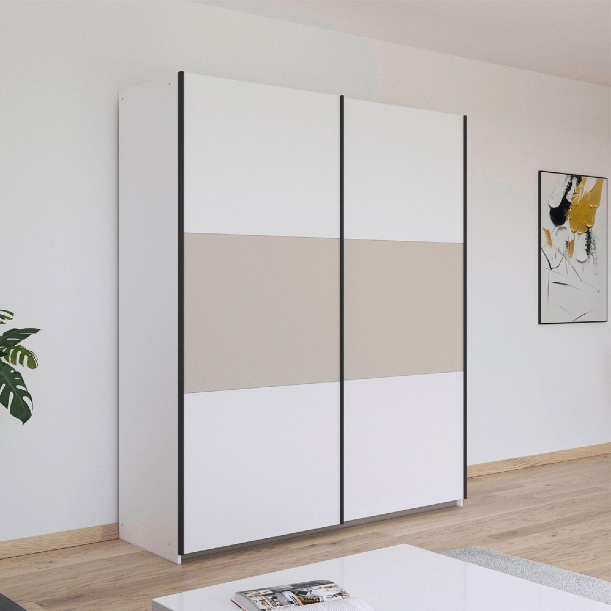 Rauch Neo 175cm 2 Door Sliding Wardrobe - Alpine White and Champagne
