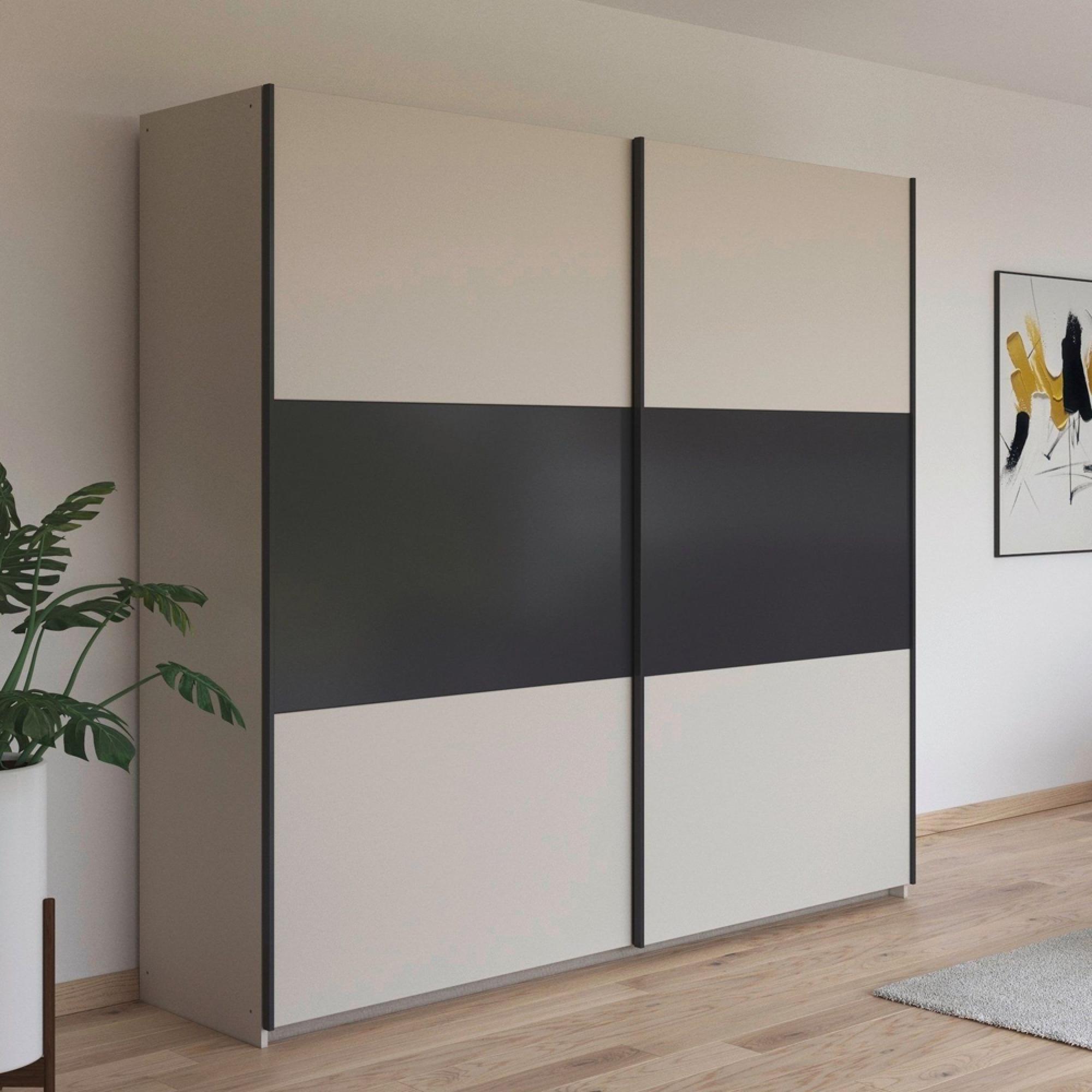 Rauch Neo 218cm 2 Door Sliding Wardrobe - Champagne and Metallic Dark Grey