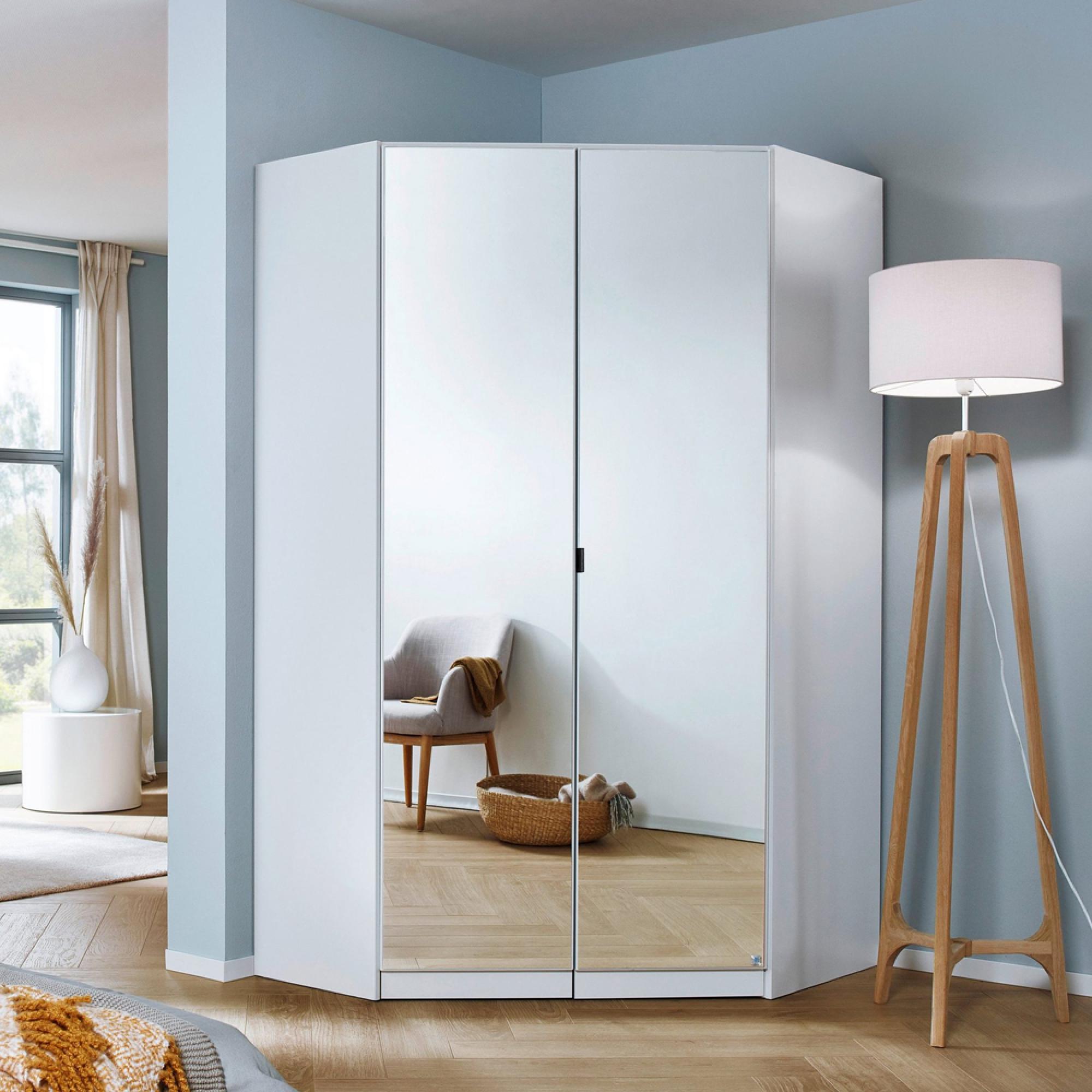 Rauch Ontario 117cm 2 Door Corner Wardrobe with Mirror - Alpine White
