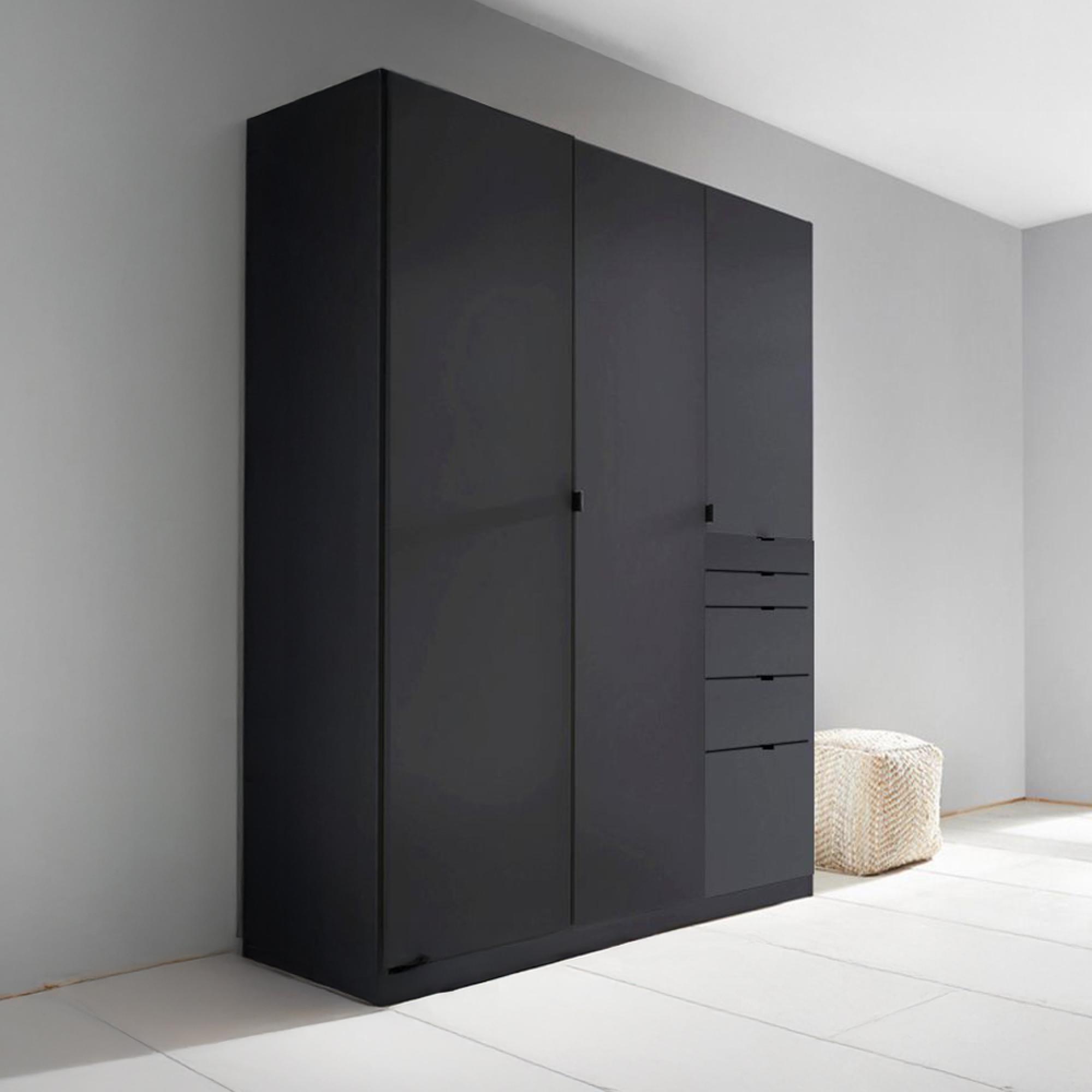 Rauch Ontario 136cm 3 Door Wardrobe with Drawer - Metallic Dark Grey