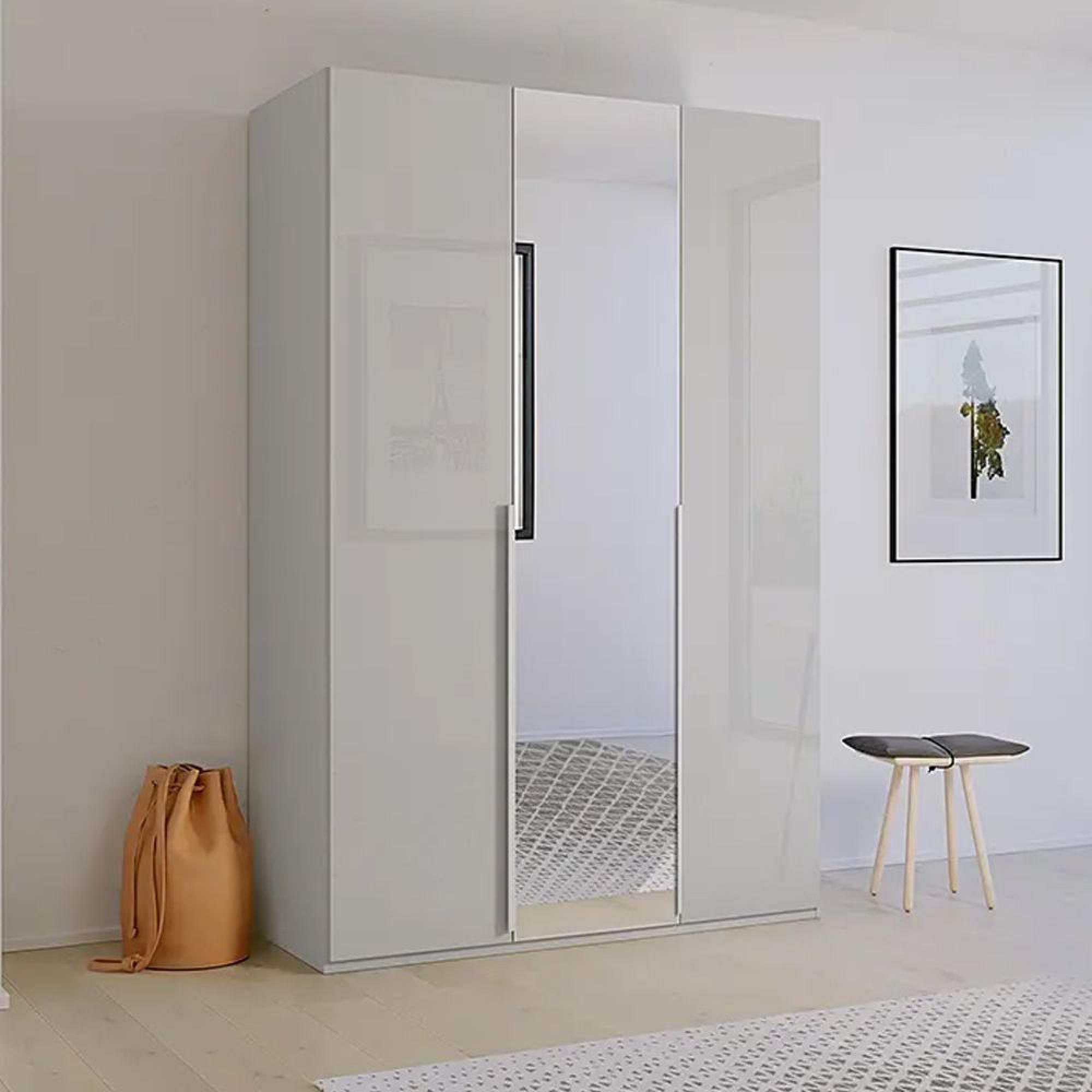 Rauch Purisma 151cm 3 Door Wardrobe with Mirror - Silk Grey Glass