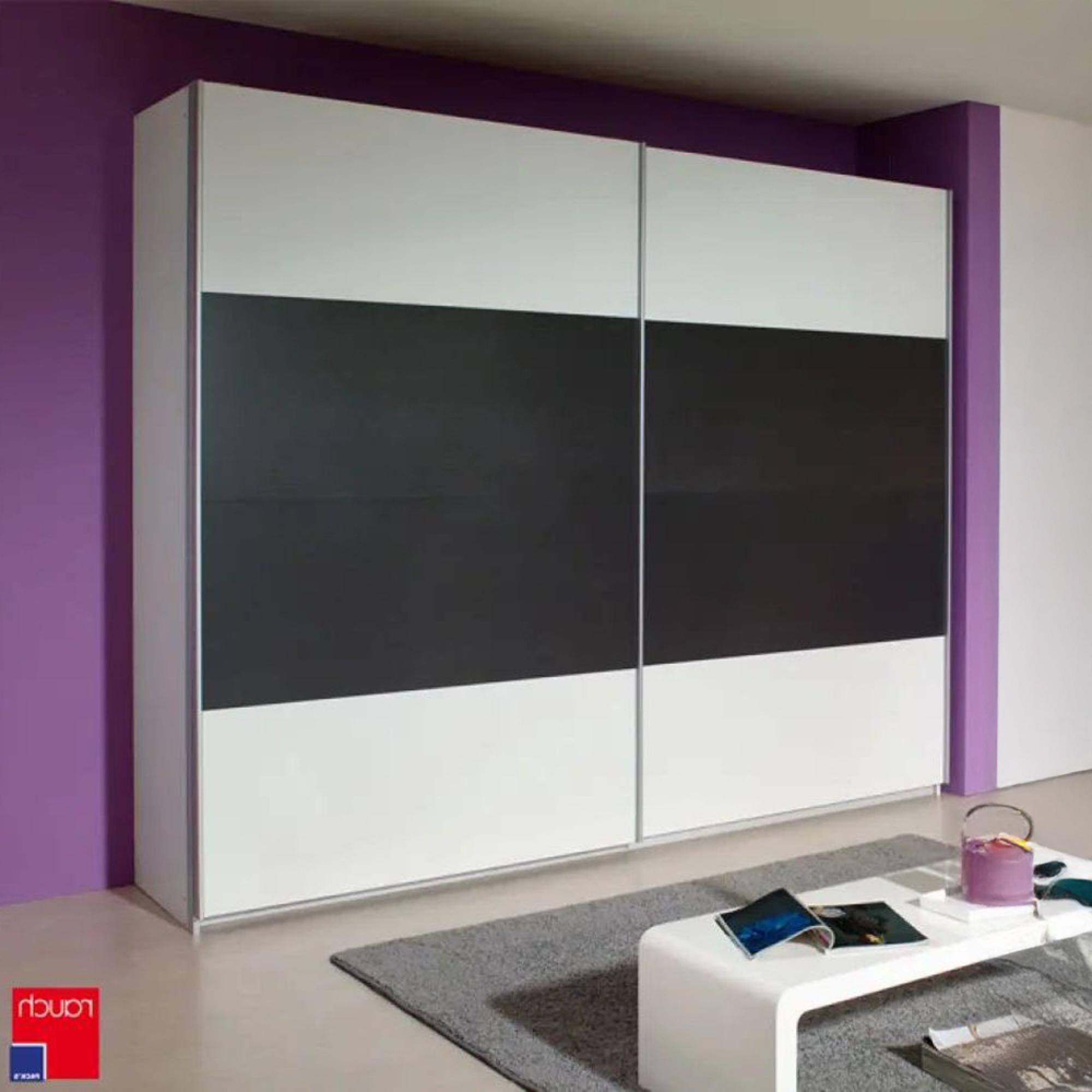 Rauch Quadra 181cm 2 Door Sliding Wardrobe - Alpine White and Metallic Dark Grey