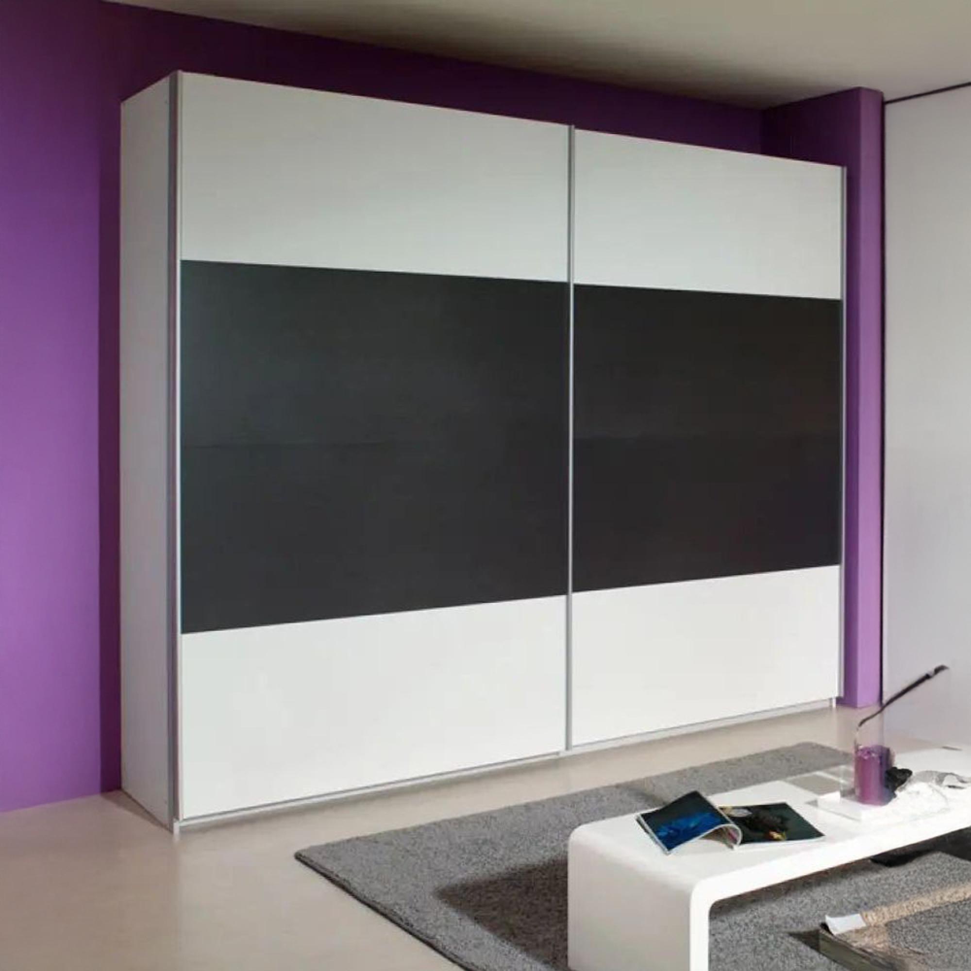 Rauch Quadra 226cm 2 Door Sliding Wardrobe - Alpine White and Metallic Dark Grey