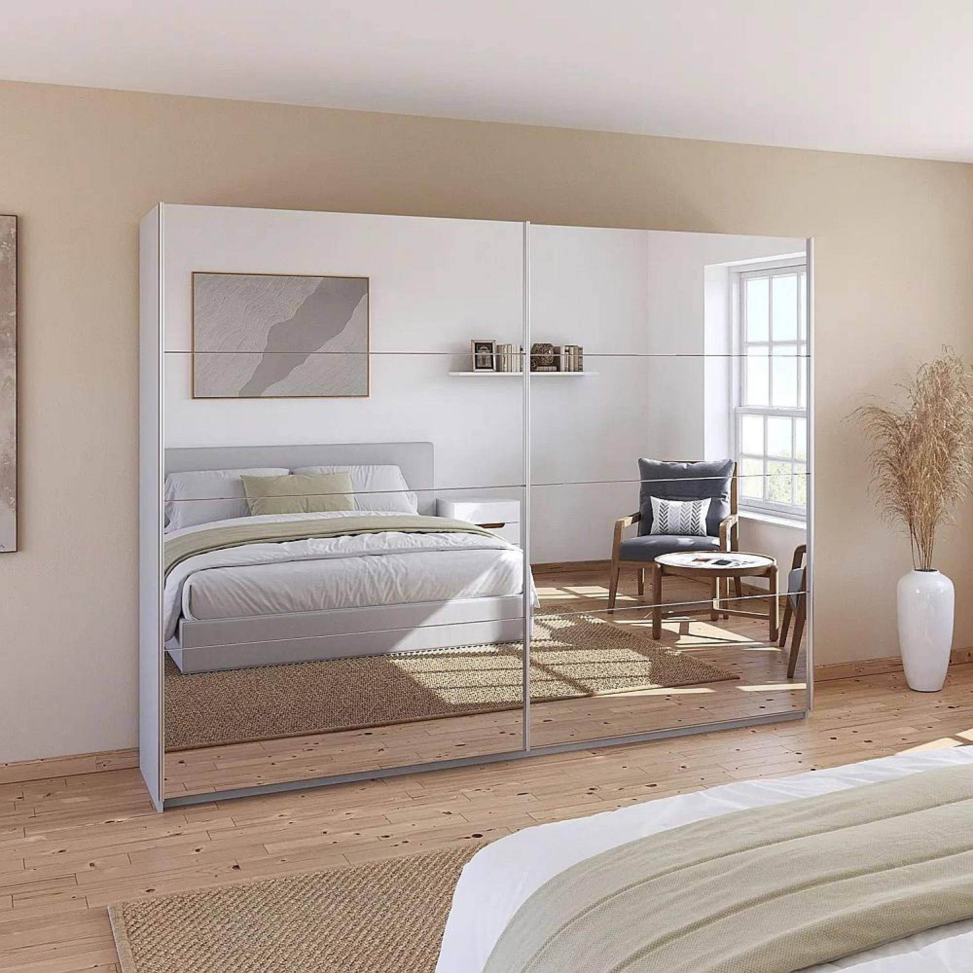 Rauch Quadra 271cm 2 Door Sliding Mirrored Wardrobe - Silk Grey