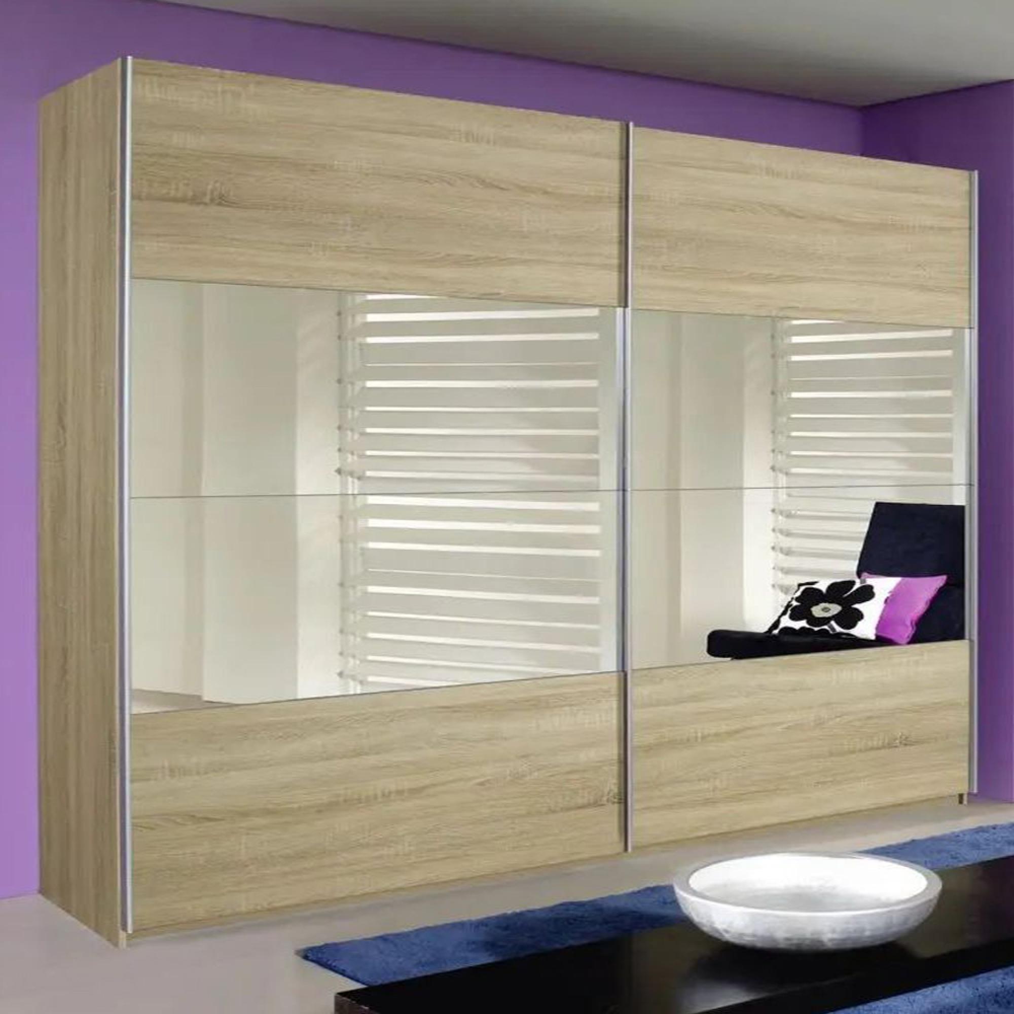 Rauch Quadra 271cm 2 Door Sliding Wardrobe - Sonoma Oak and Champagne Glass