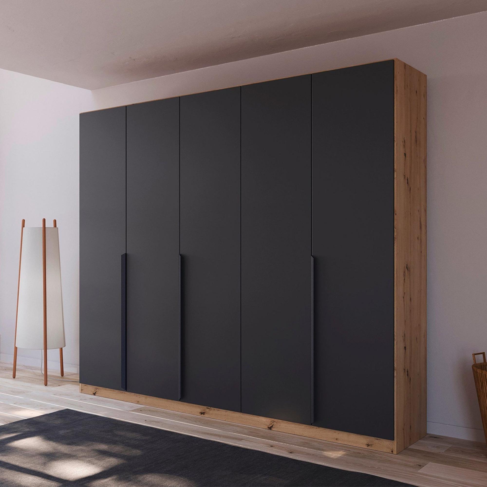 Rauch Quadra Spin 226cm 5 Door Wardrobe - Artisan Oak and Metallic Dark Grey