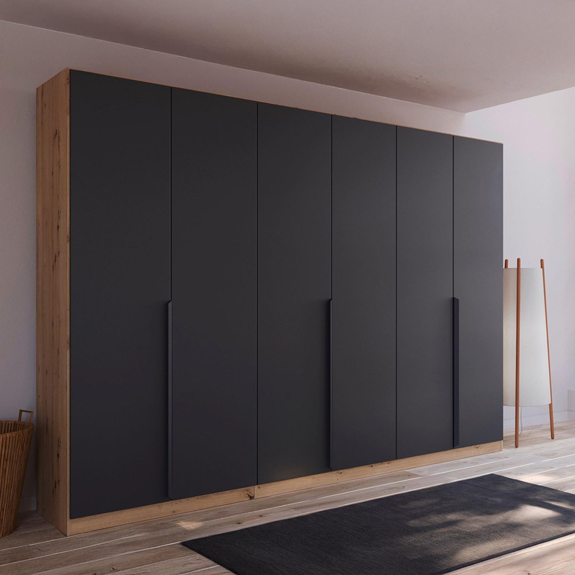Rauch Quadra Spin 271cm 6 Door Wardrobe - Artisan Oak and Metallic Dark Grey
