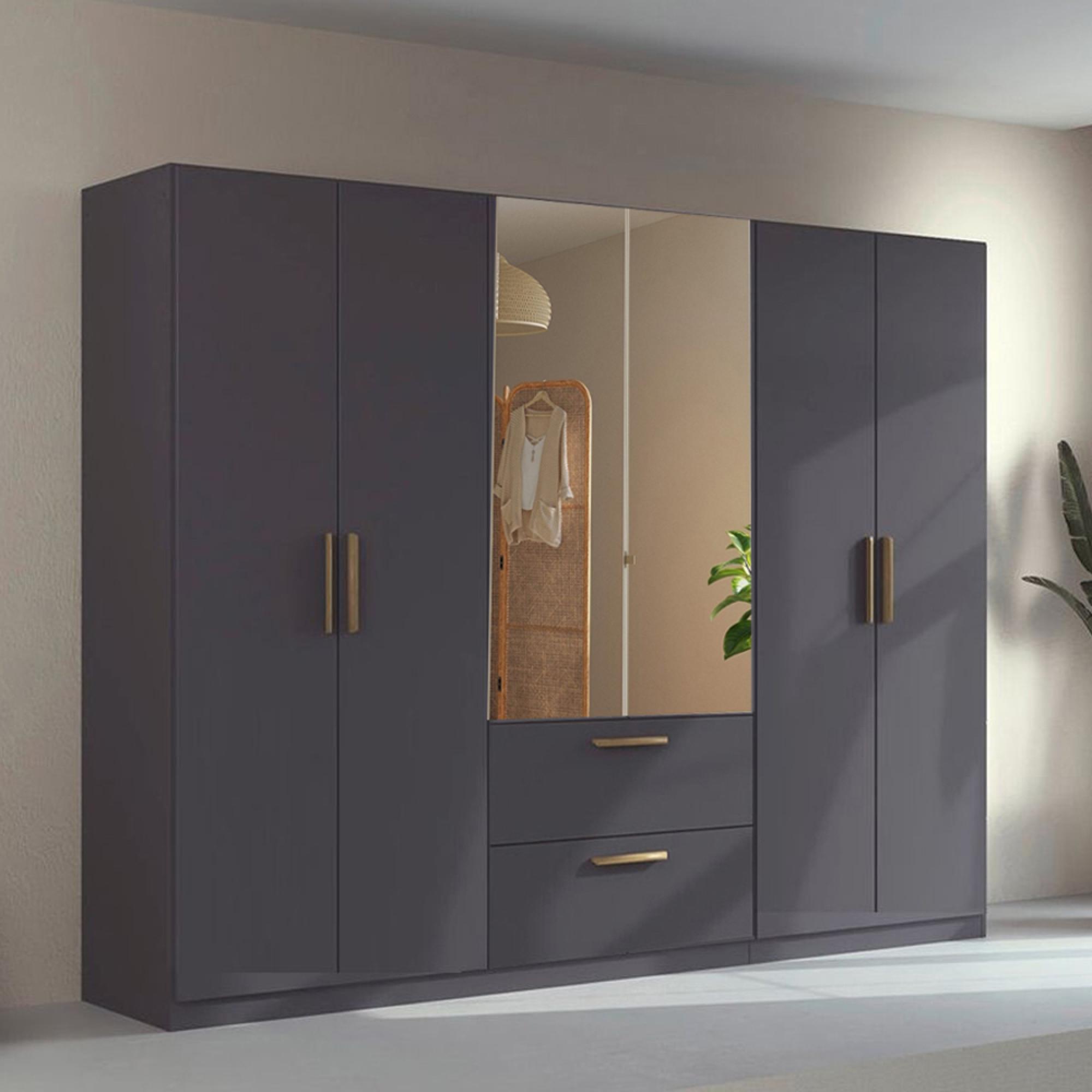Rauch Skandi 271cm 6 Door Combi Wardrobe - Metallic Dark Grey
