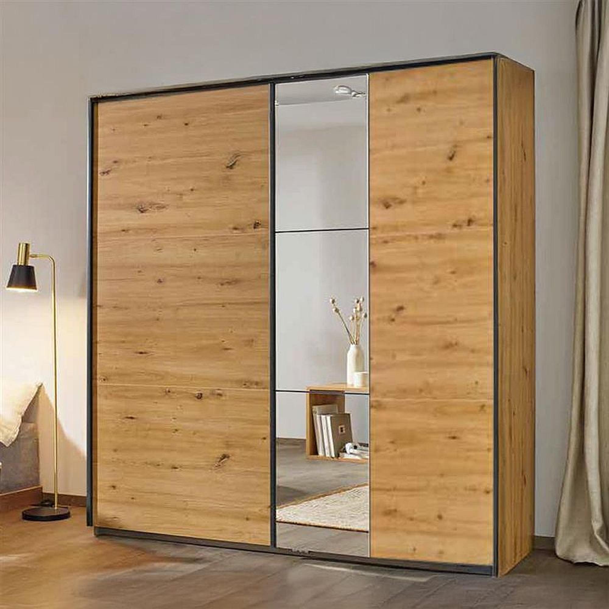 Rauch Slide 175cm 2 Door Sliding Wardrobe with Mirror - Artisan Oak