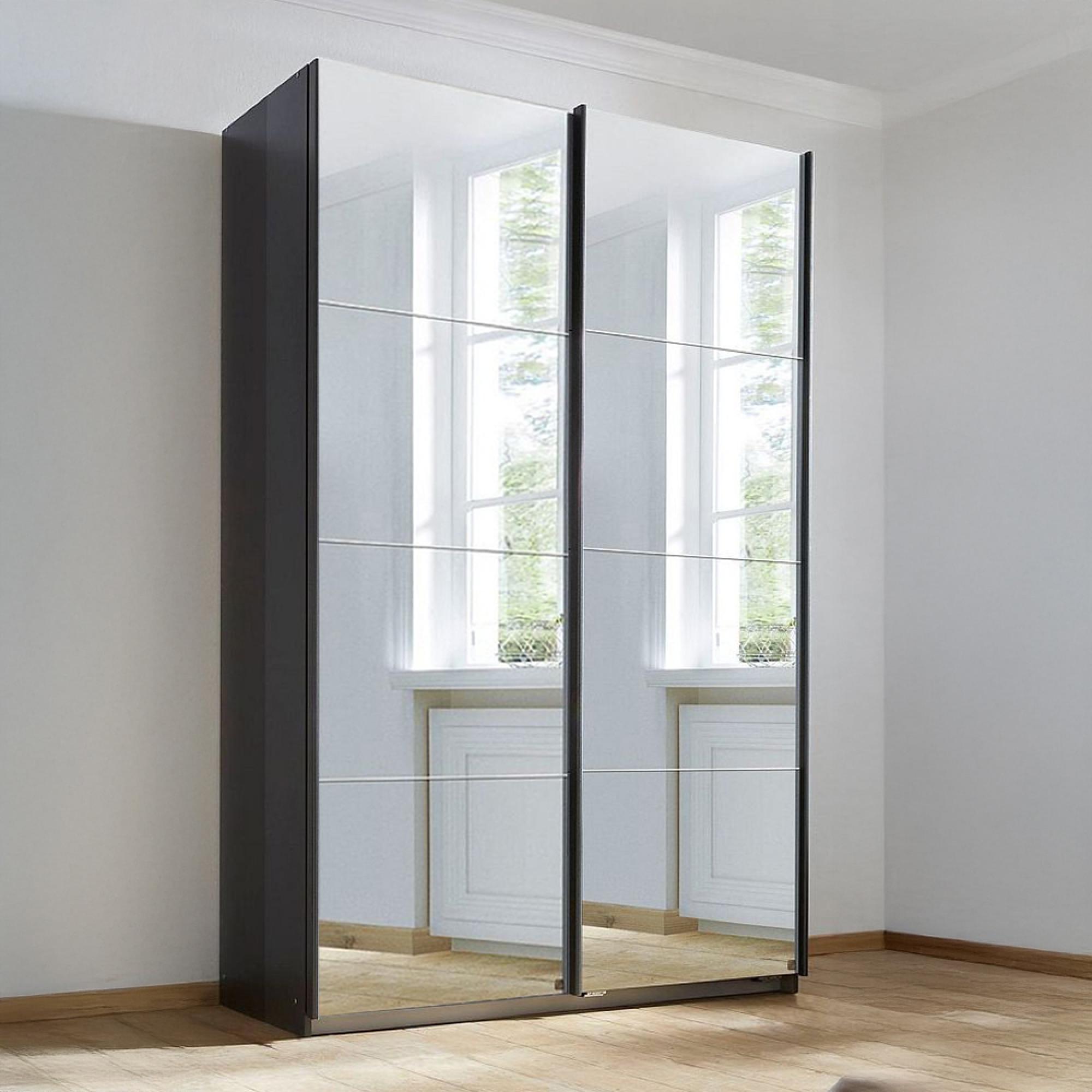 Rauch Subito 136cm 2 Door Mirrored Sliding Wardrobe - Metallic Dark Grey