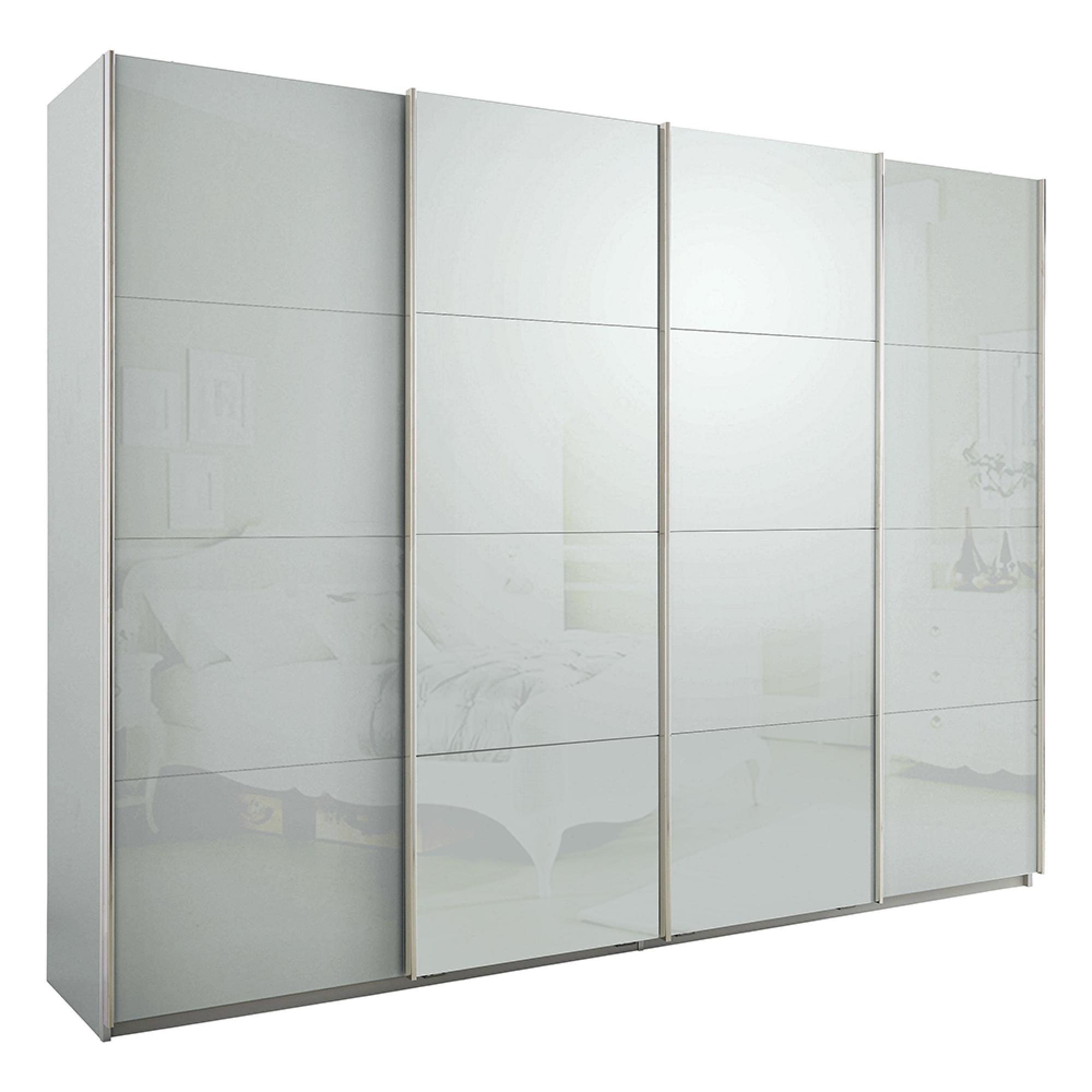Rauch Syncrono 271cm 4 Door Glass Sliding Wardrobe - Silk Grey and Silk Grey