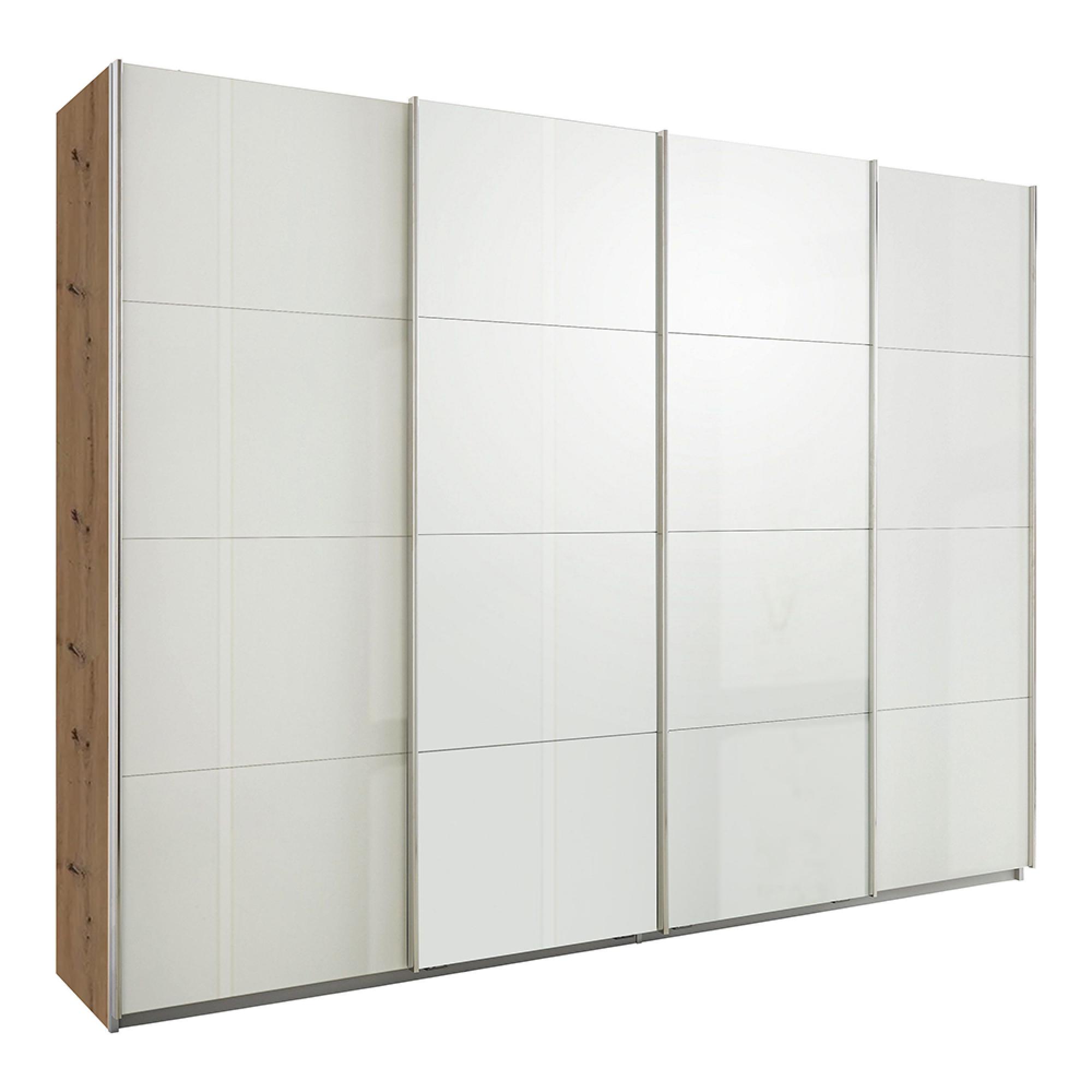 Rauch Syncrono 271cm 4 Door High Gloss Sliding Wardrobe - Artisan Oak and White