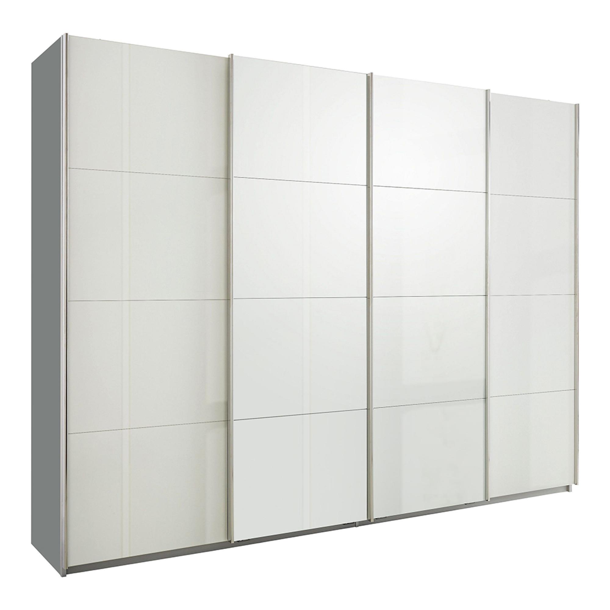 Rauch Syncrono 271cm 4 Door High Gloss Sliding Wardrobe - Silk Grey and White