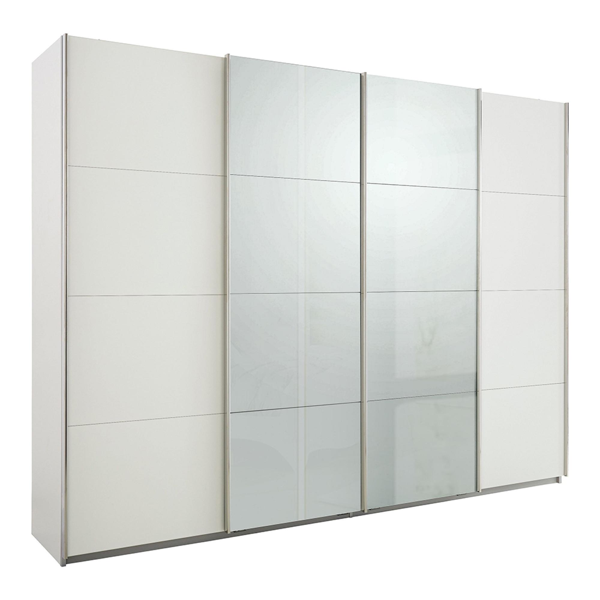 Rauch Syncrono 271cm 4 Door Sliding Wardrobe - Alpine White and Grey High Gloss