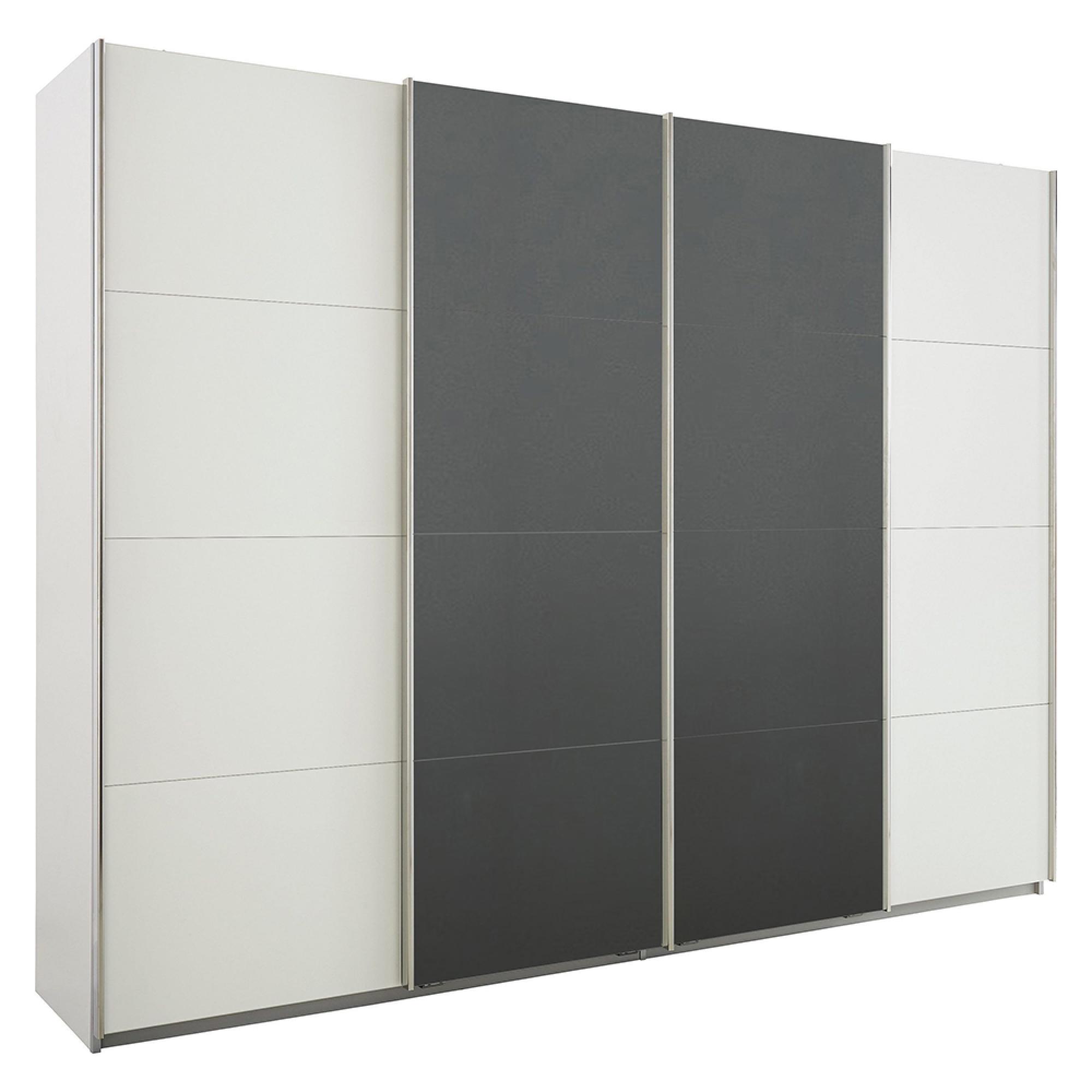 Rauch Syncrono 271cm 4 Door Sliding Wardrobe - Alpine White and Metallic Dark Grey