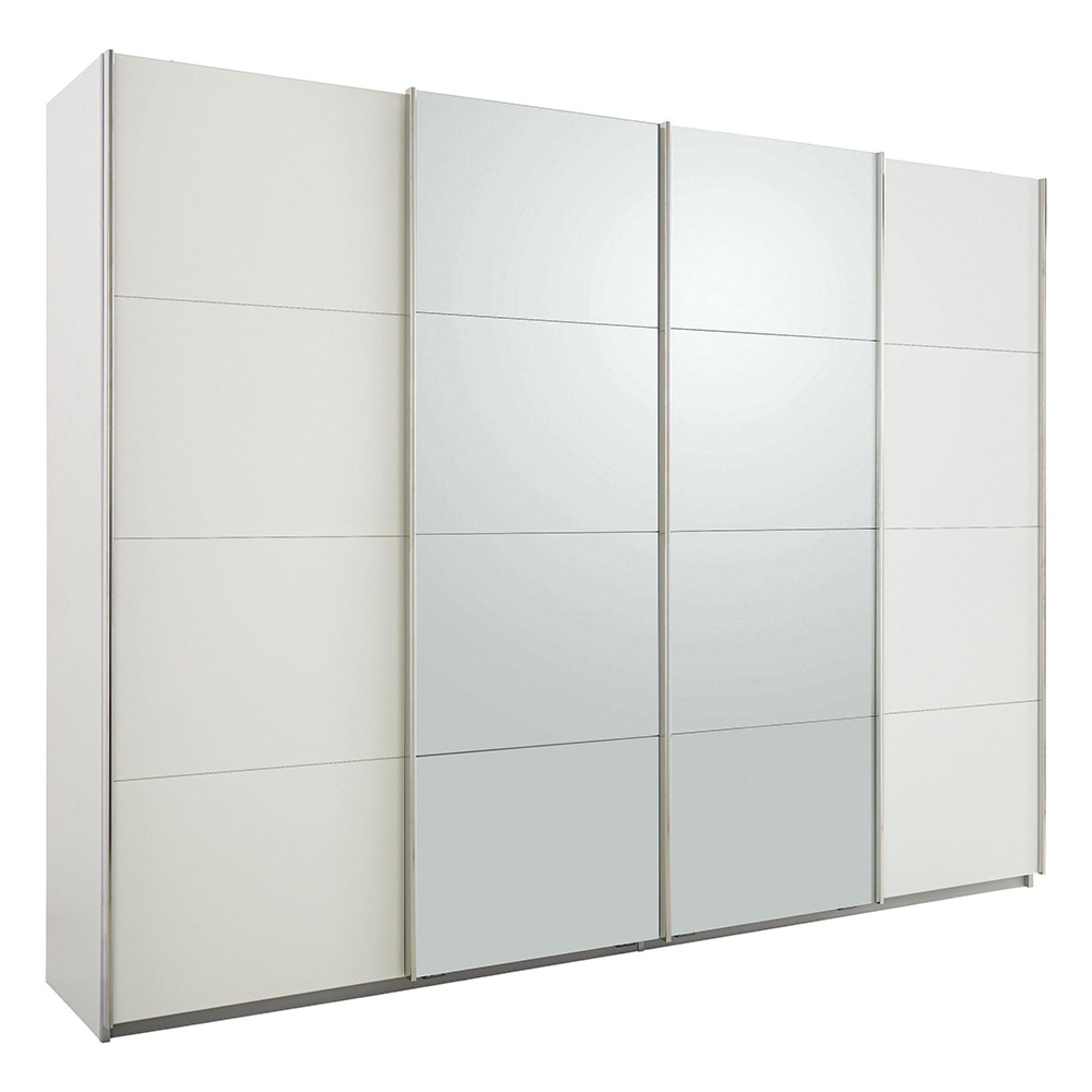 Rauch Syncrono 271cm 4 Door Sliding Wardrobe - Alpine White and Silk Grey