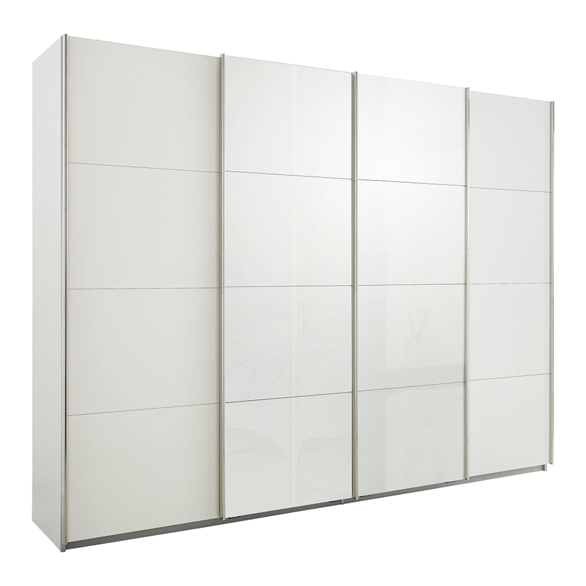 Rauch Syncrono 271cm 4 Door Sliding Wardrobe - Alpine White and White High Gloss