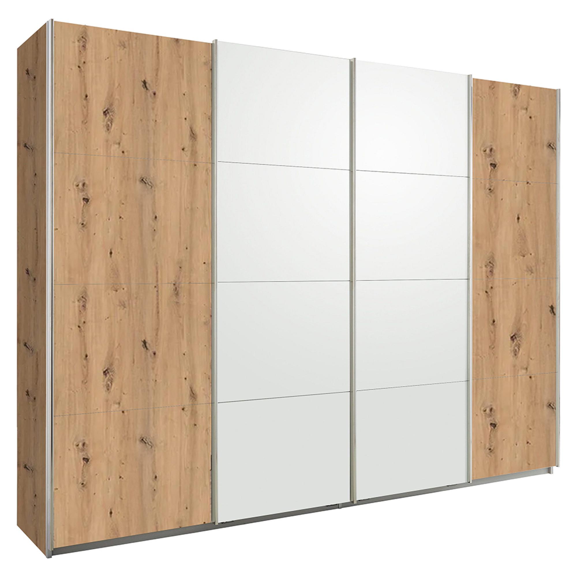 Rauch Syncrono 271cm 4 Door Sliding Wardrobe - Artisan Oak and Alpine White