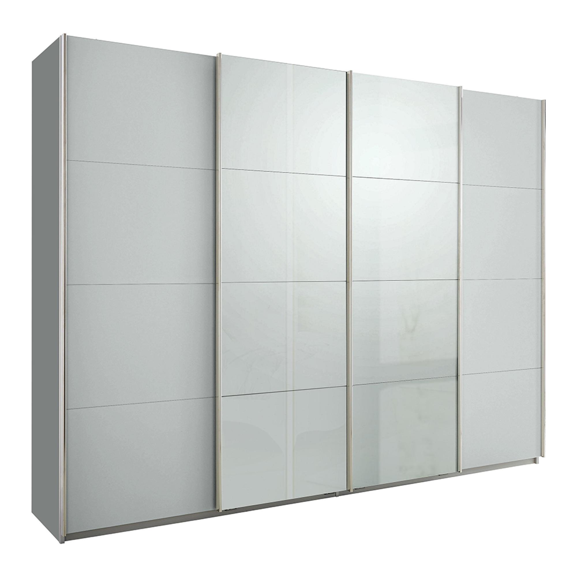 Rauch Syncrono 271cm 4 Door Sliding Wardrobe - Silk Grey and Grey High Gloss