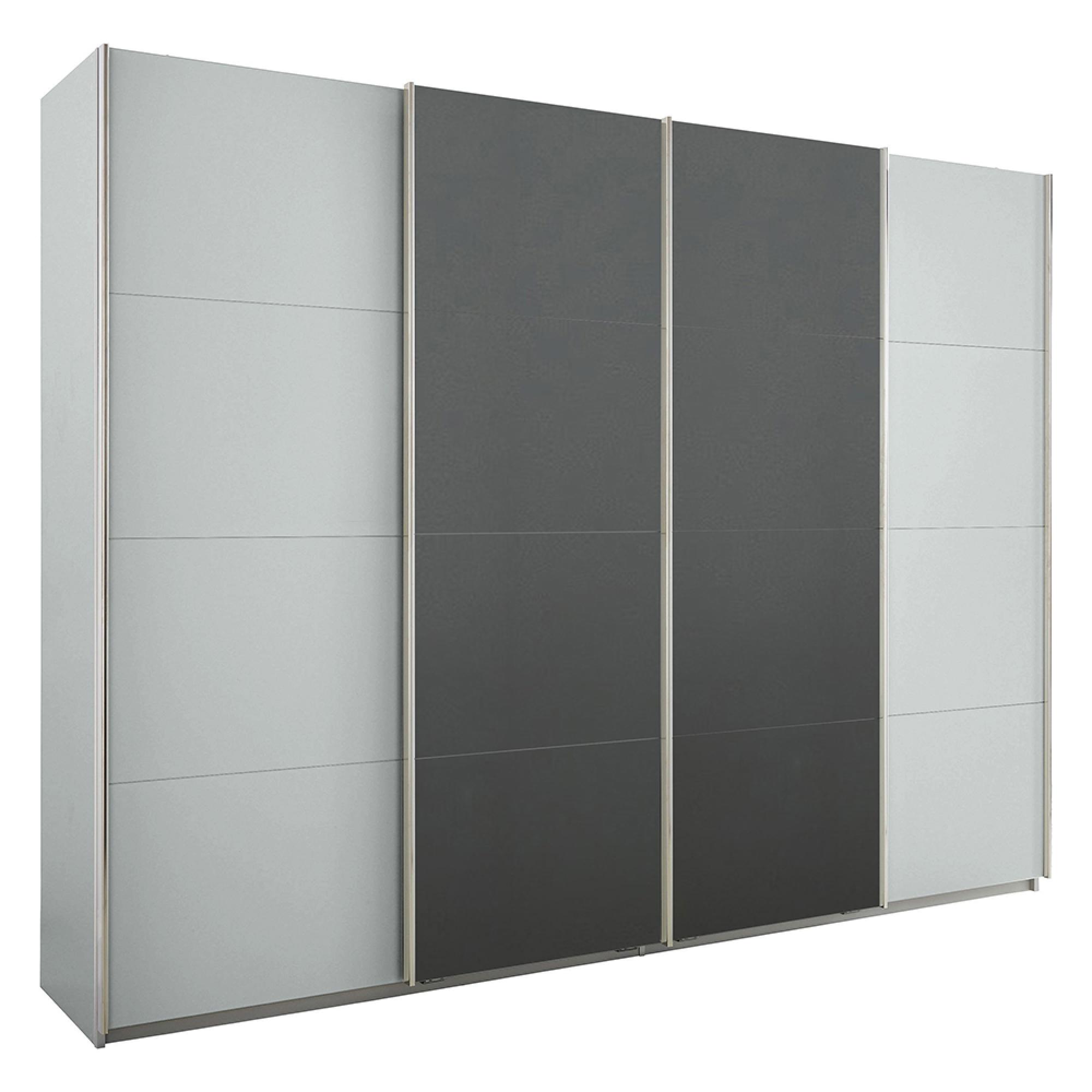 Rauch Syncrono 271cm 4 Door Sliding Wardrobe - Silk Grey and Metallic Dark Grey