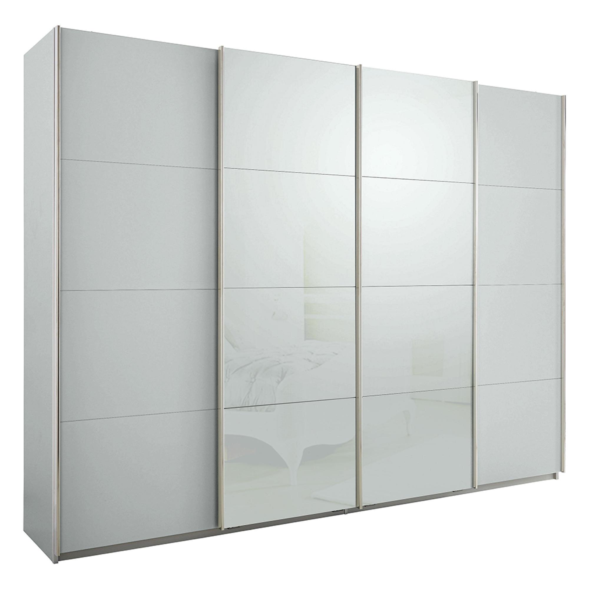 Rauch Syncrono 271cm 4 Door Sliding Wardrobe - Silk Grey and Silk Grey Glass