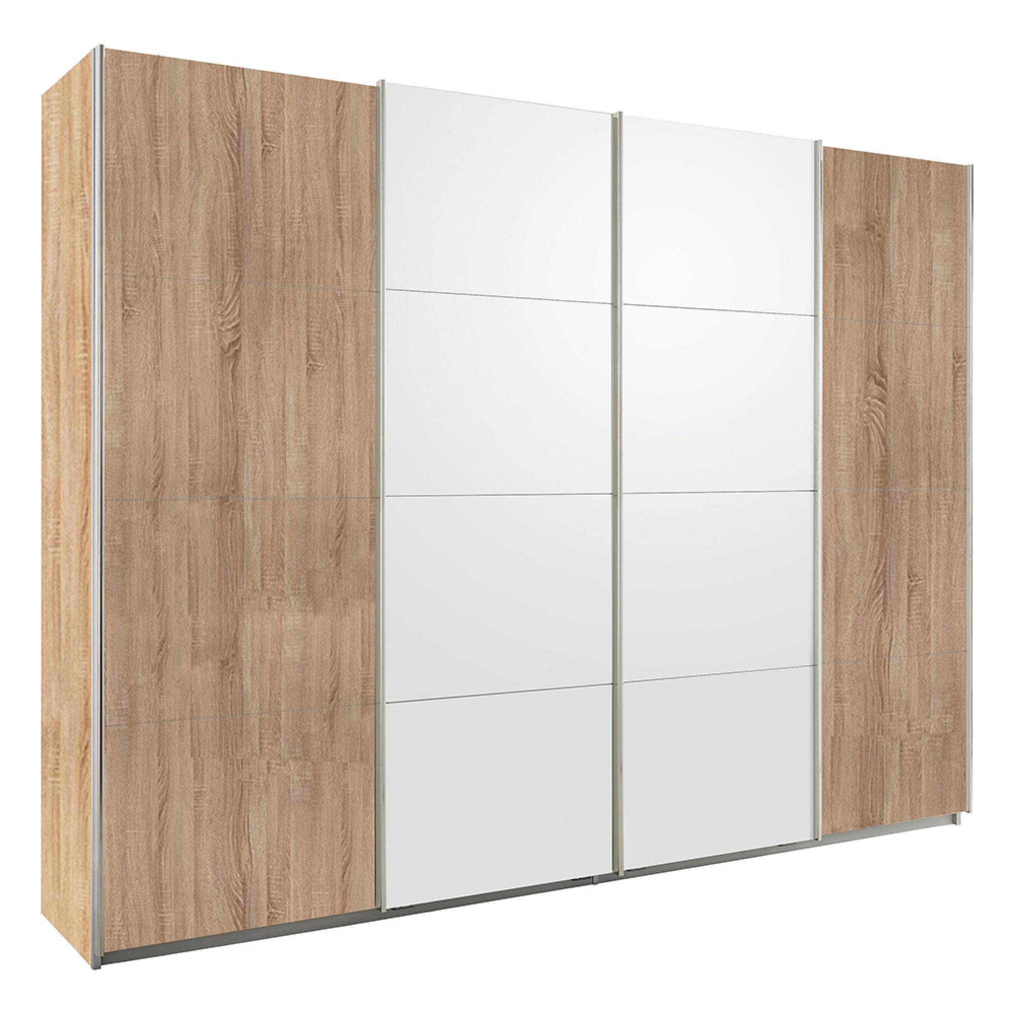 Rauch Syncrono 271cm 4 Door Sliding Wardrobe - Sonoma Oak and Alpine White