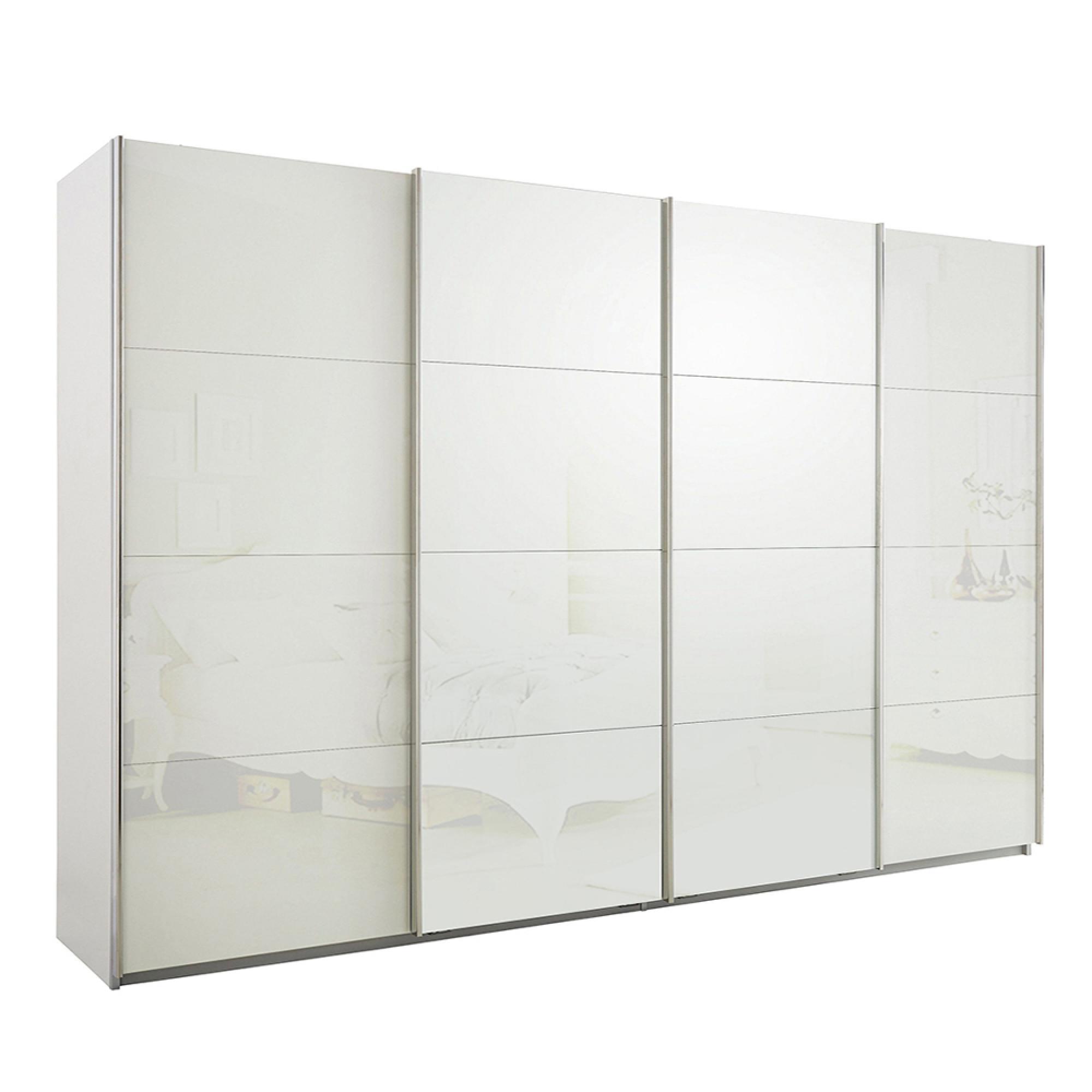 Rauch Syncrono 316cm 4 Door Glass Sliding Wardrobe - Alpine White and White
