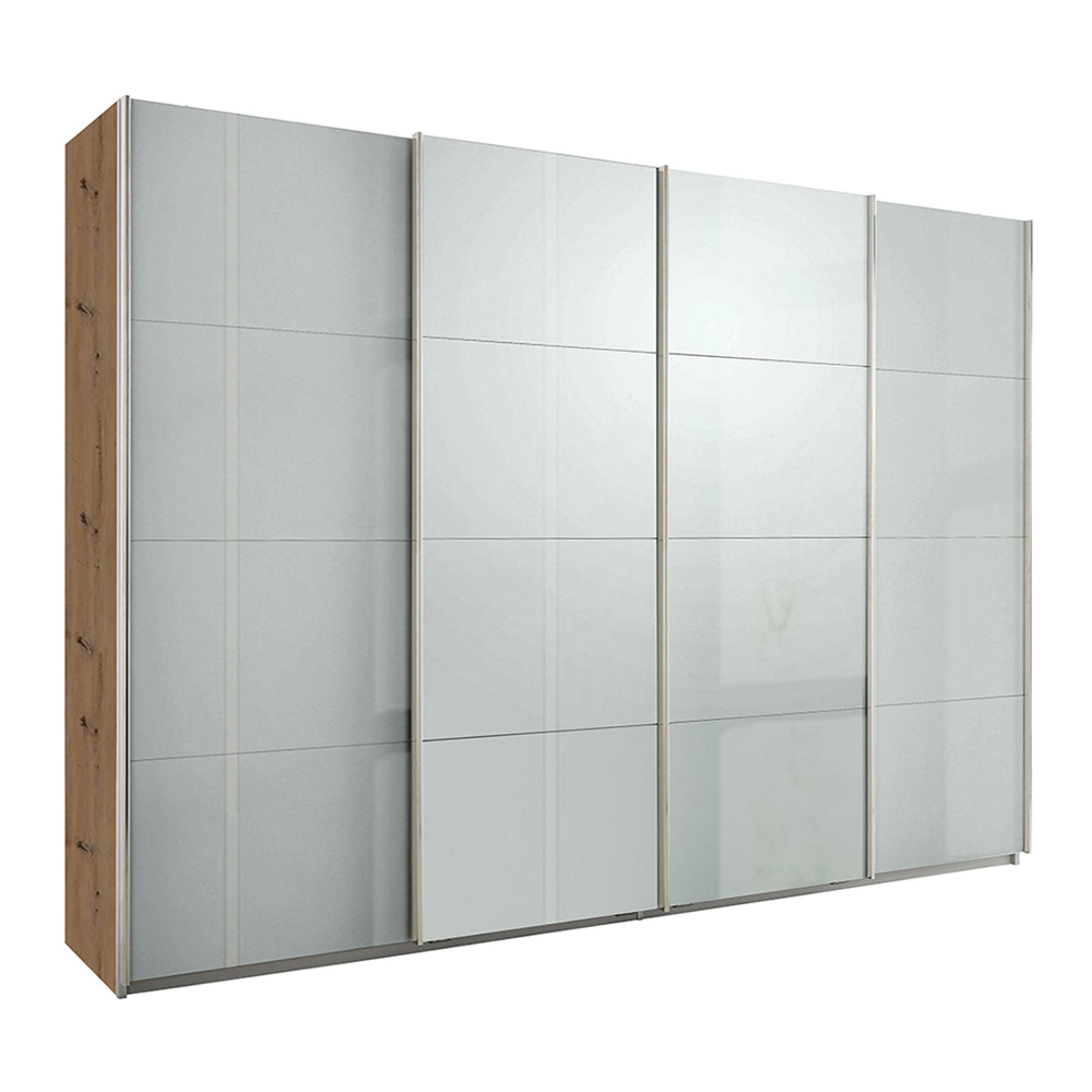 Rauch Syncrono 316cm 4 Door High Gloss Sliding Wardrobe - Artisan Oak and Grey