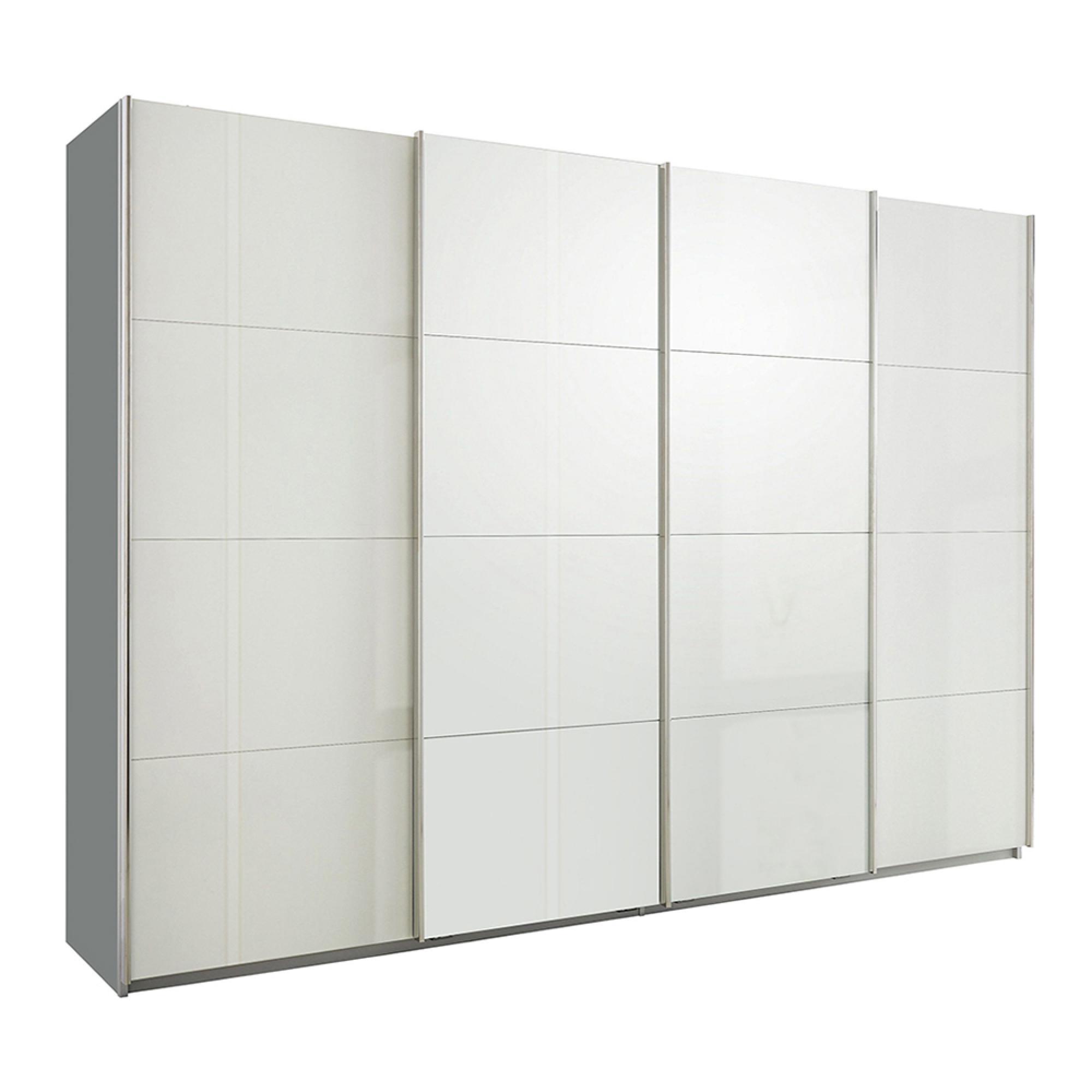Rauch Syncrono 316cm 4 Door High Gloss Sliding Wardrobe - Silk Grey and White