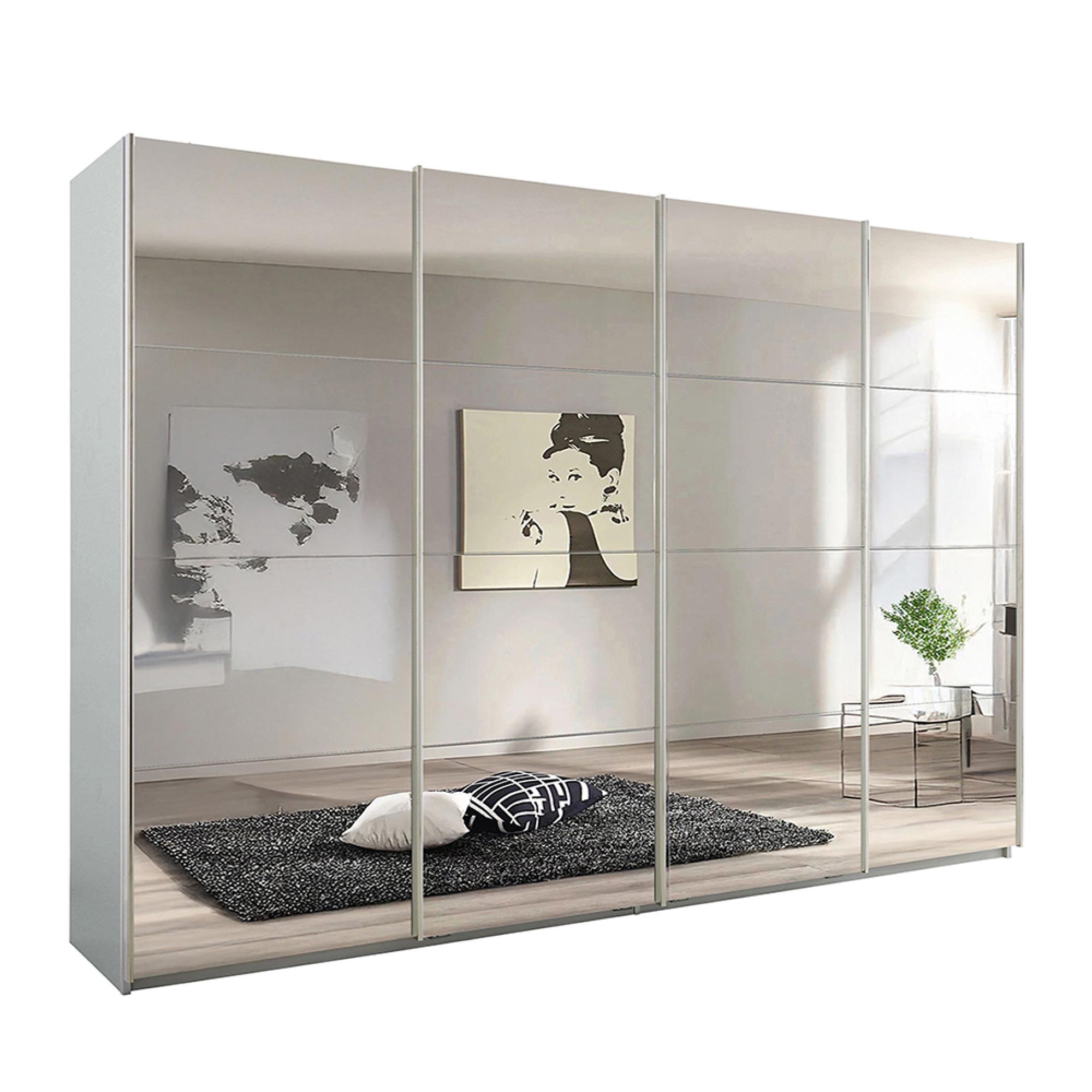 Rauch Syncrono 316cm 4 Door Sliding Mirrored Wardrobe - Silk Grey